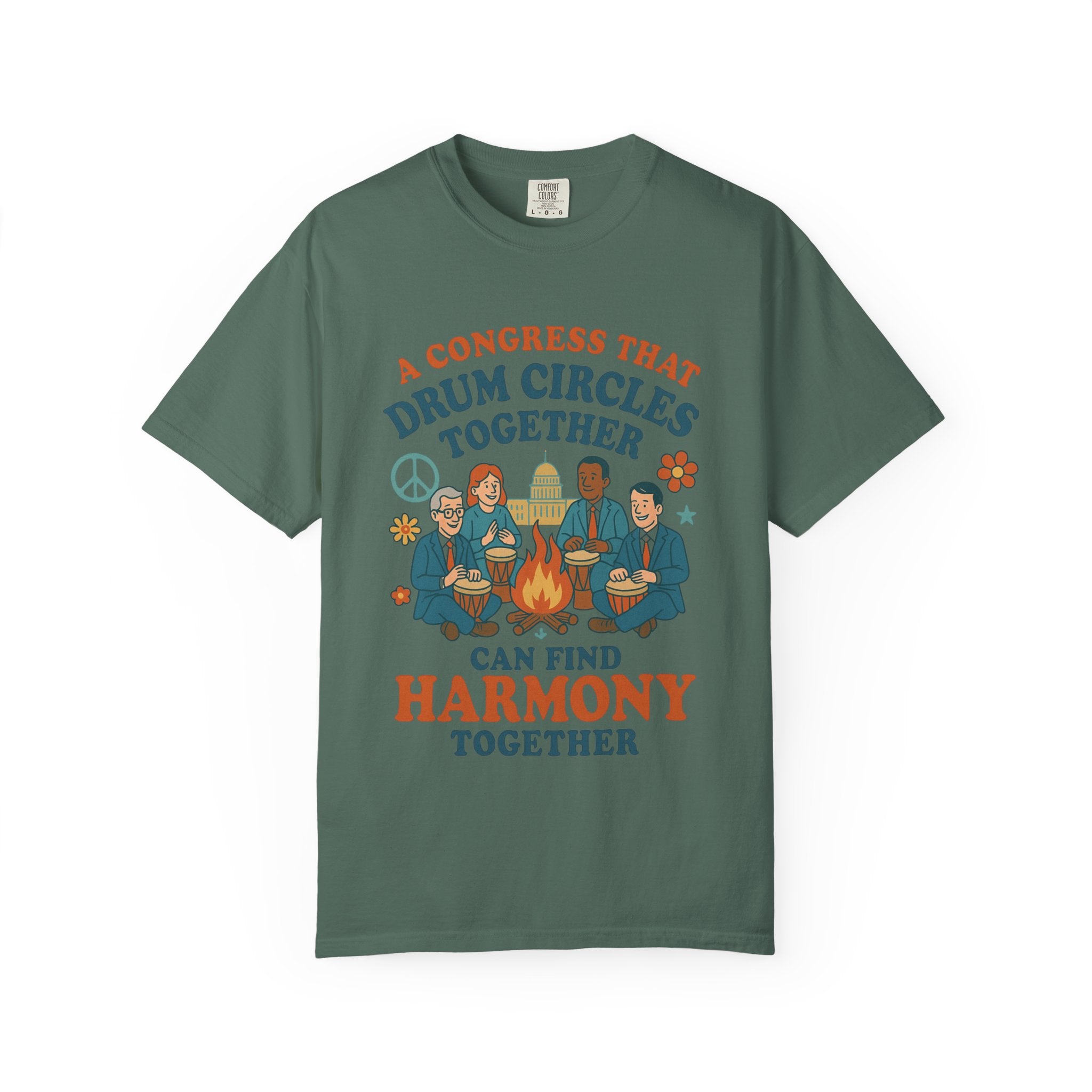 Congress Drum Circles Together Can Find Harmony T-Shirt | Peaceful Protest Graphic Tee