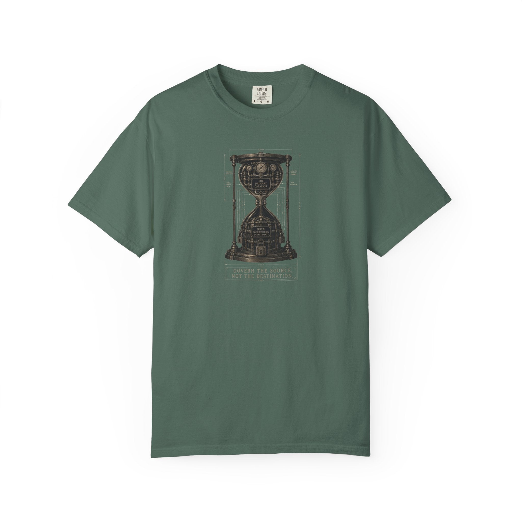 Hourglass Diagram Manage the Source Not the Destination T-shirt | Accountability Illustration