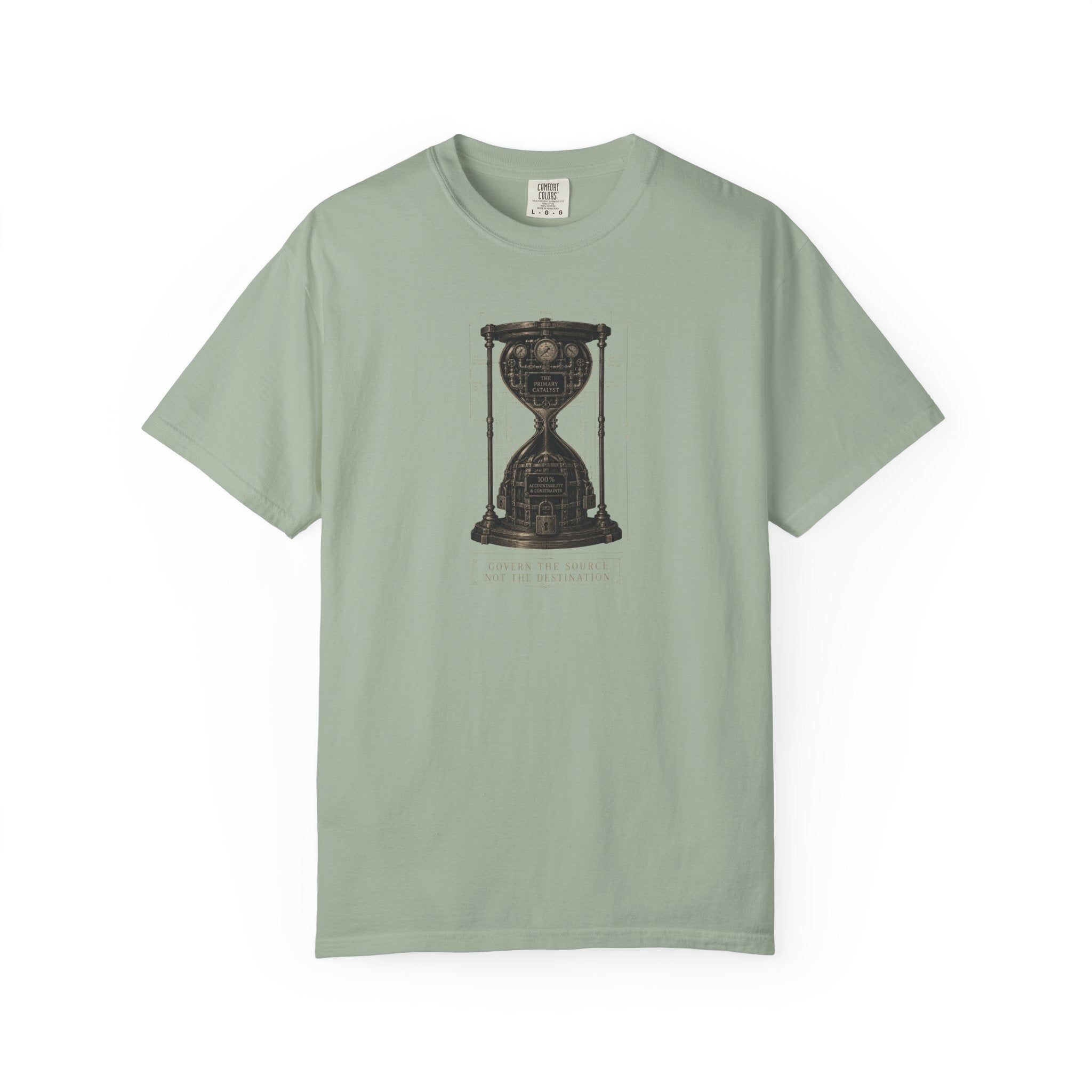Hourglass Diagram Manage the Source Not the Destination T-shirt | Accountability Illustration