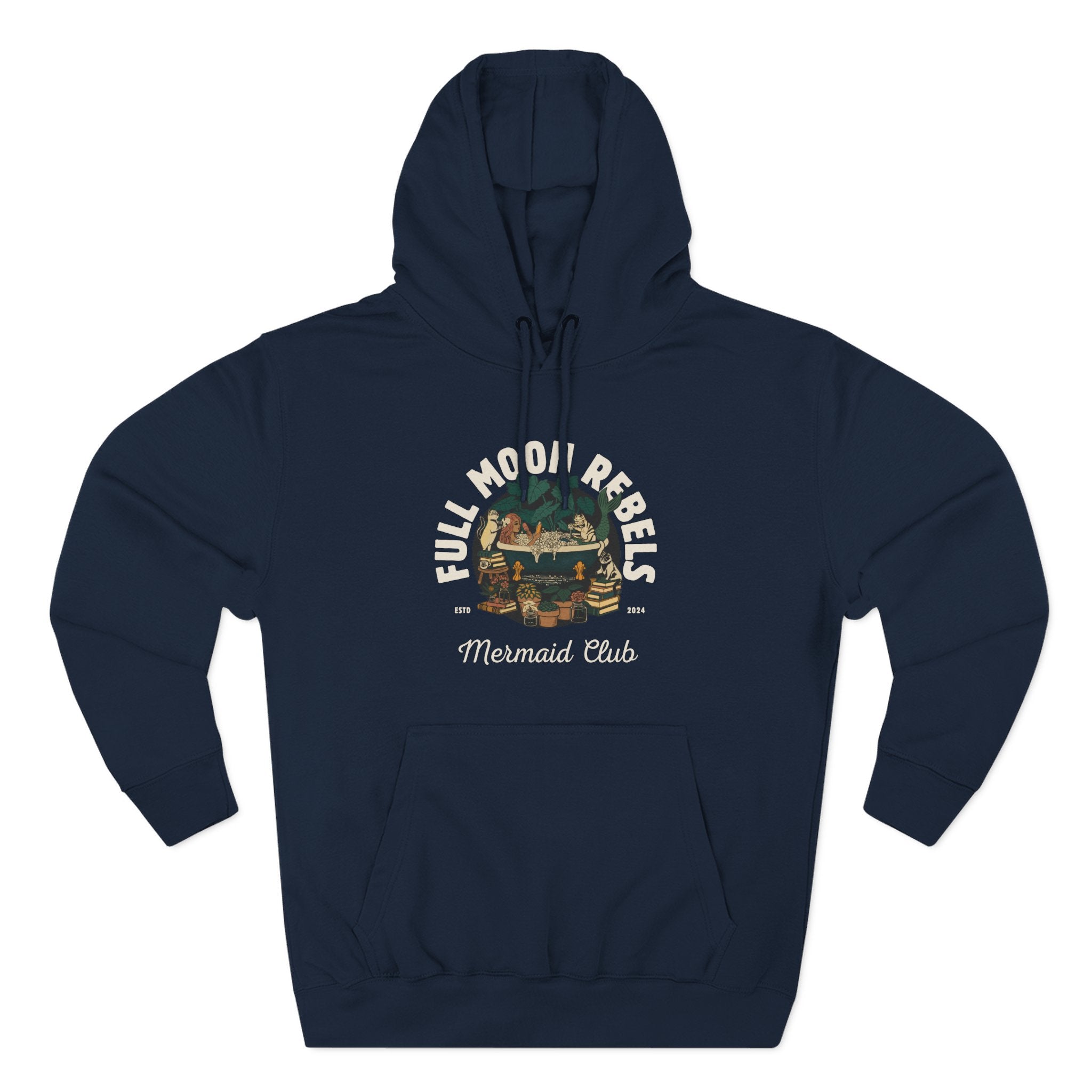 Mermaid Self-Care Hoodie — 'Me Time' Bathtub, Books & Cats Vibe