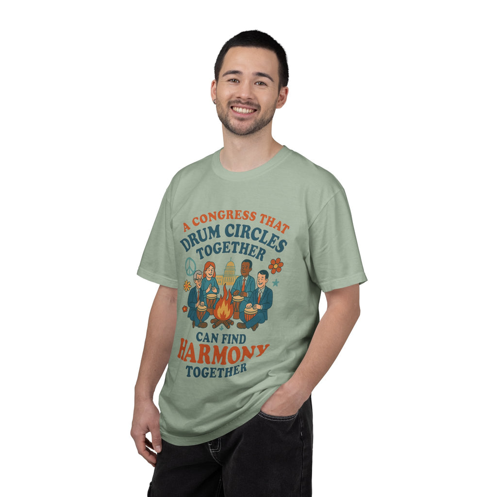 Congress Drum Circles Together Can Find Harmony T-Shirt | Peaceful Protest Graphic Tee