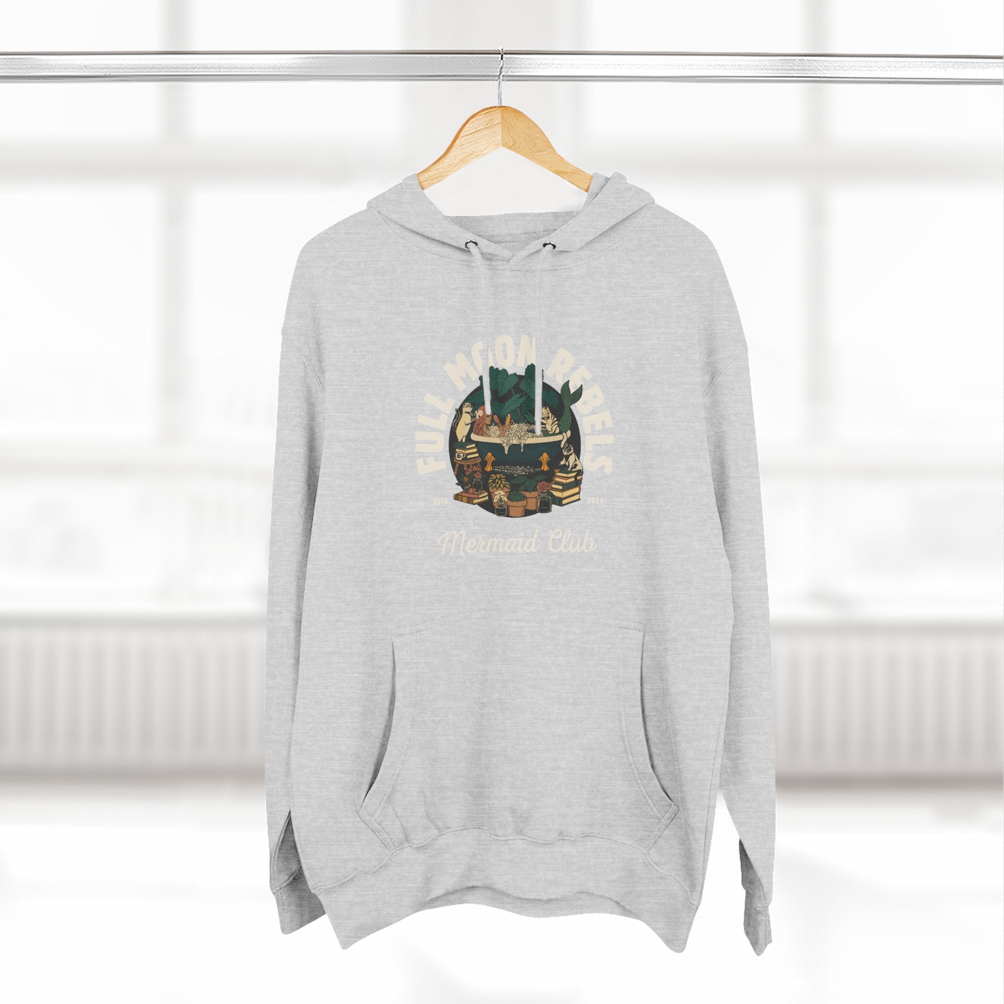 Mermaid Self-Care Hoodie — 'Me Time' Bathtub, Books & Cats Vibe