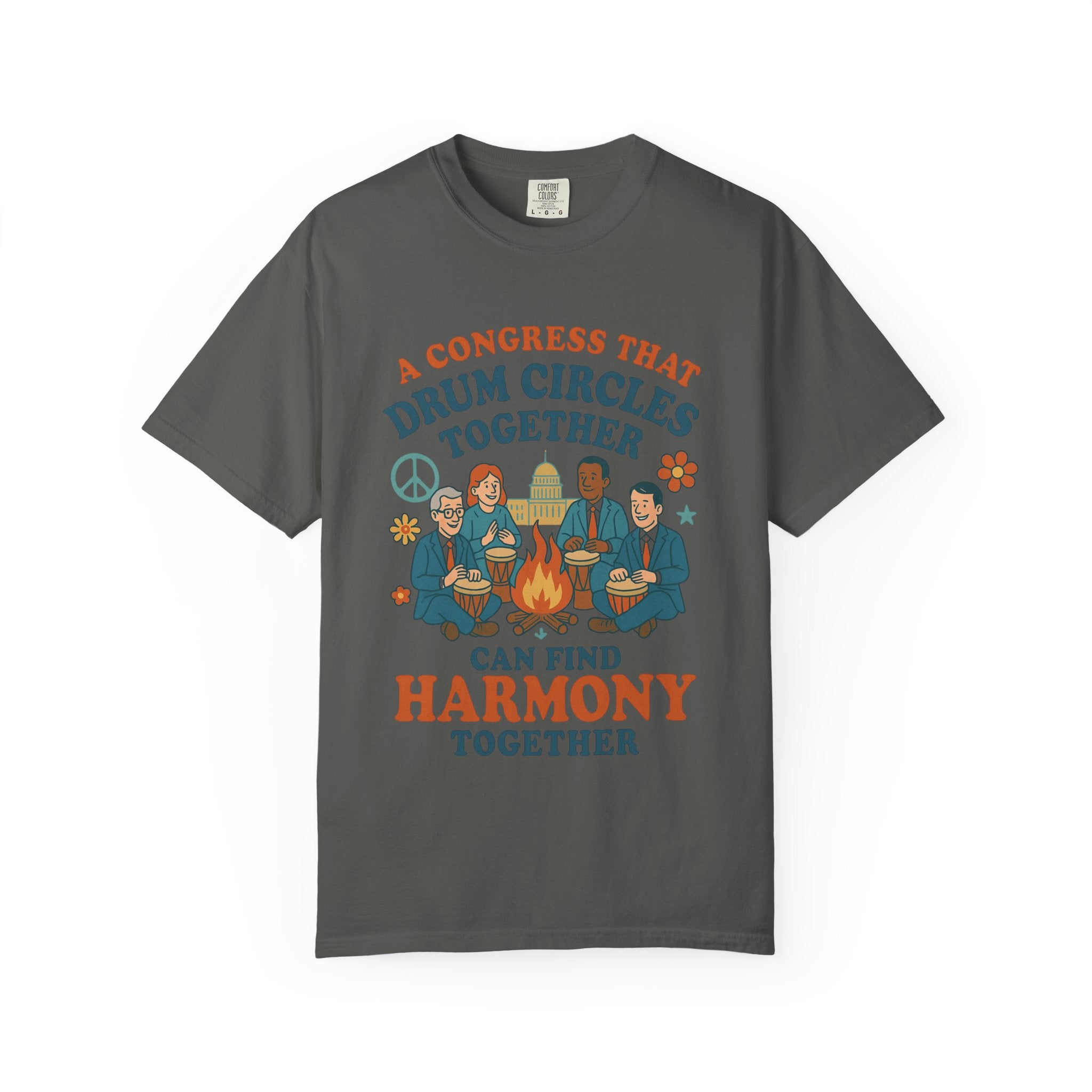 Congress Drum Circles Together Can Find Harmony T-Shirt | Peaceful Protest Graphic Tee
