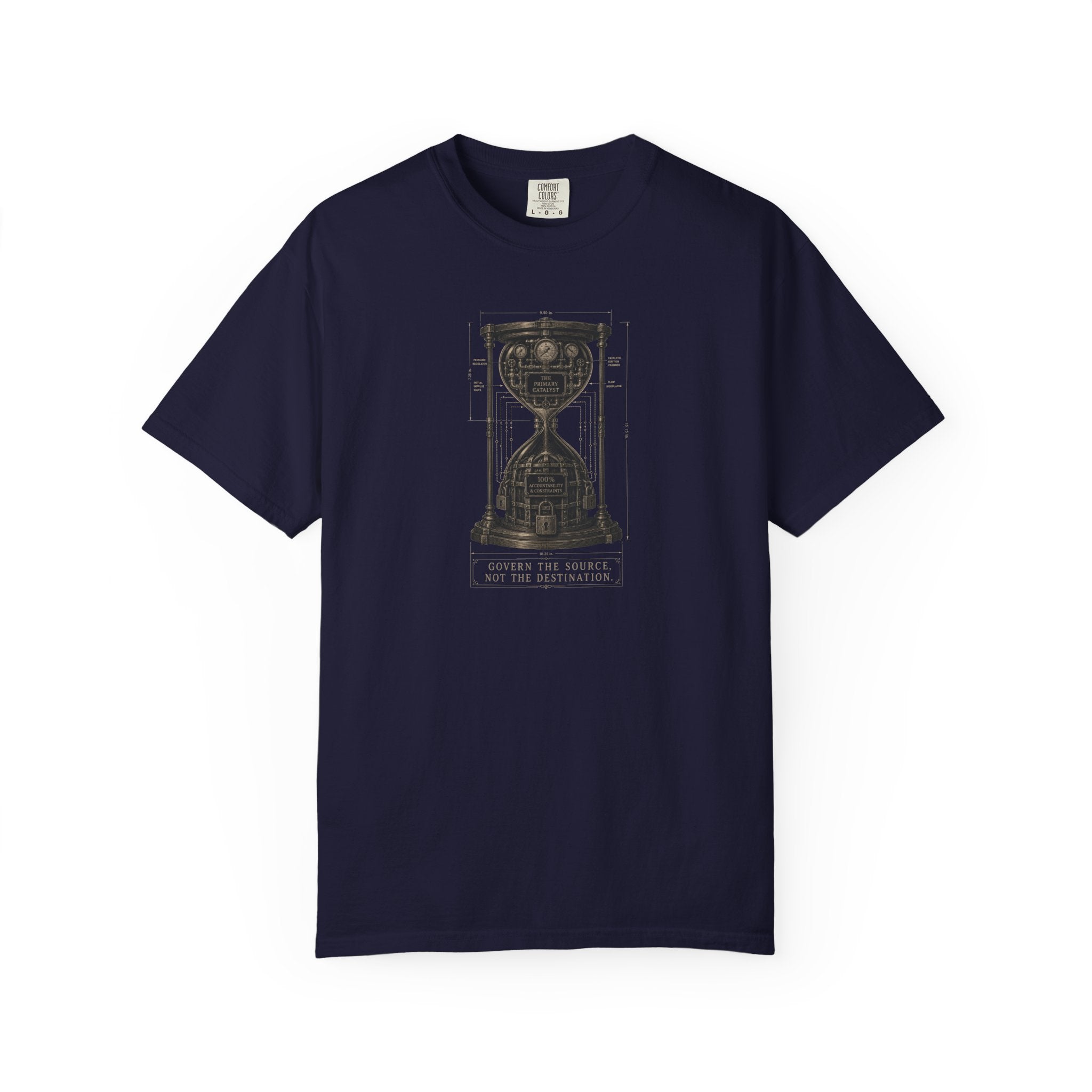 Hourglass Diagram Manage the Source Not the Destination T-shirt | Accountability Illustration