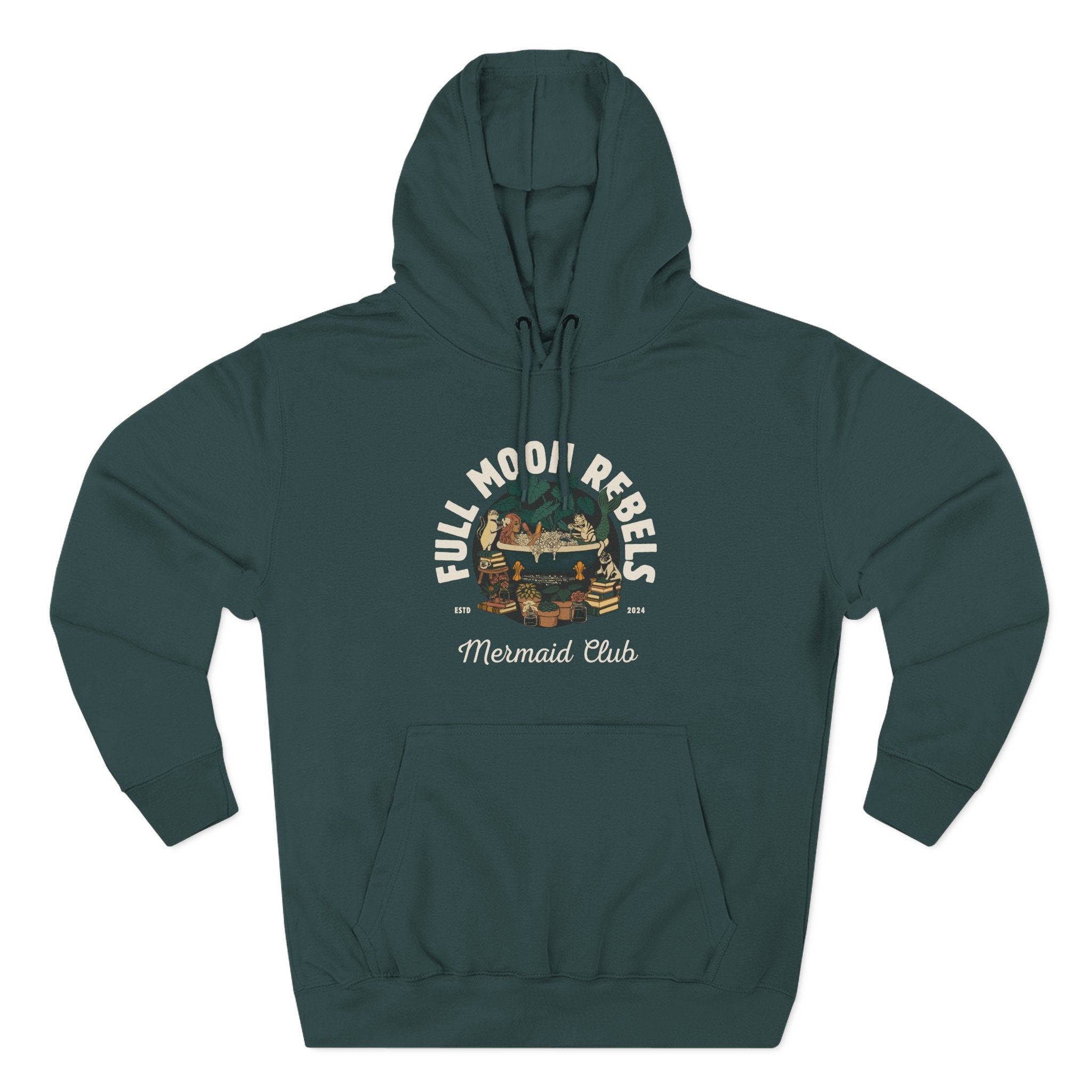 Mermaid Self-Care Hoodie — 'Me Time' Bathtub, Books & Cats Vibe
