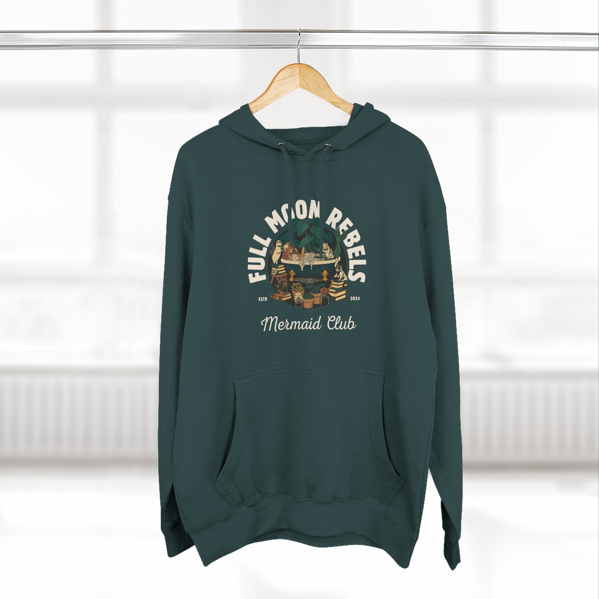 Mermaid Self-Care Hoodie — 'Me Time' Bathtub, Books & Cats Vibe