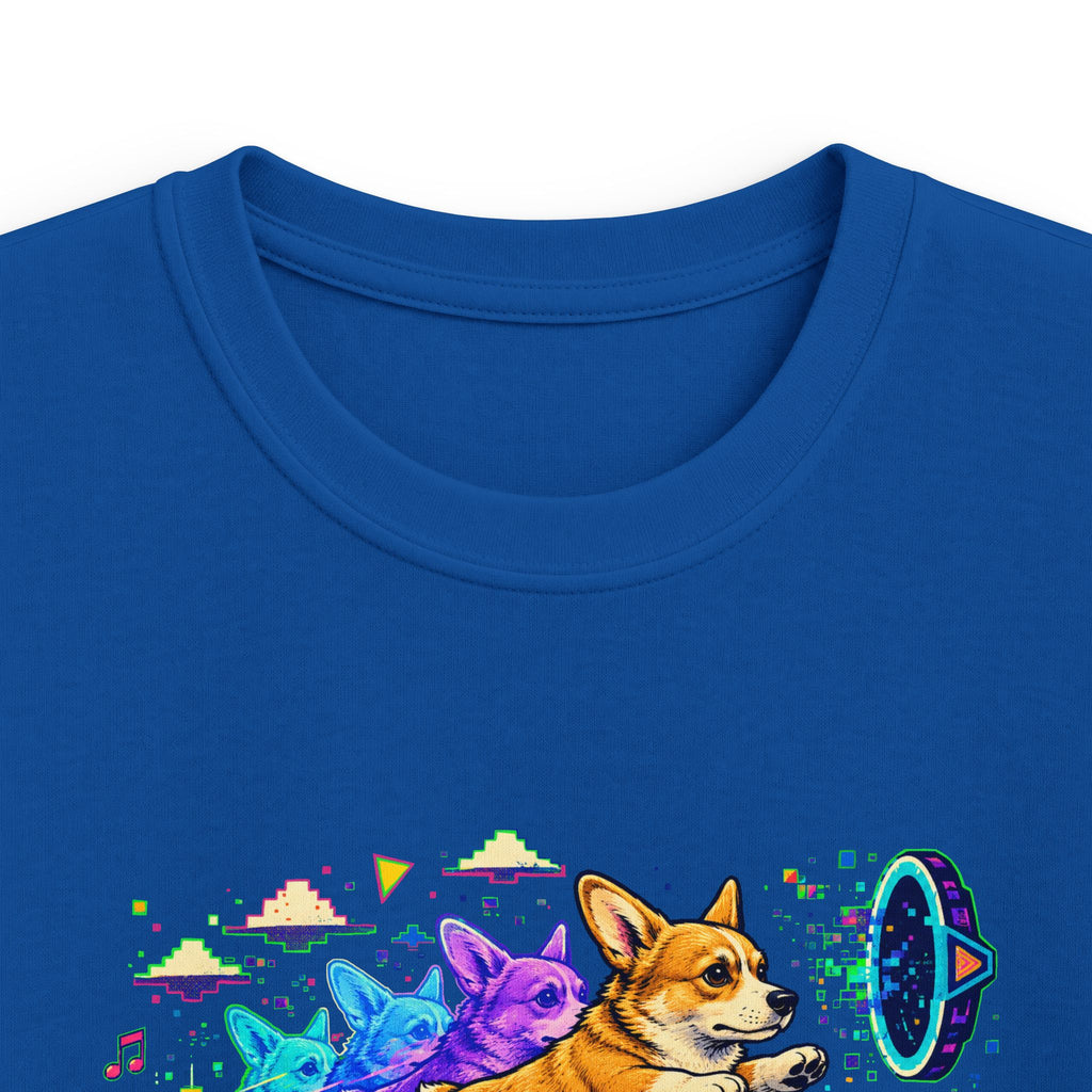 Kids Corgi Space Adventure Tee — "Rocket Dog" Geometry Dash Graphic Tee