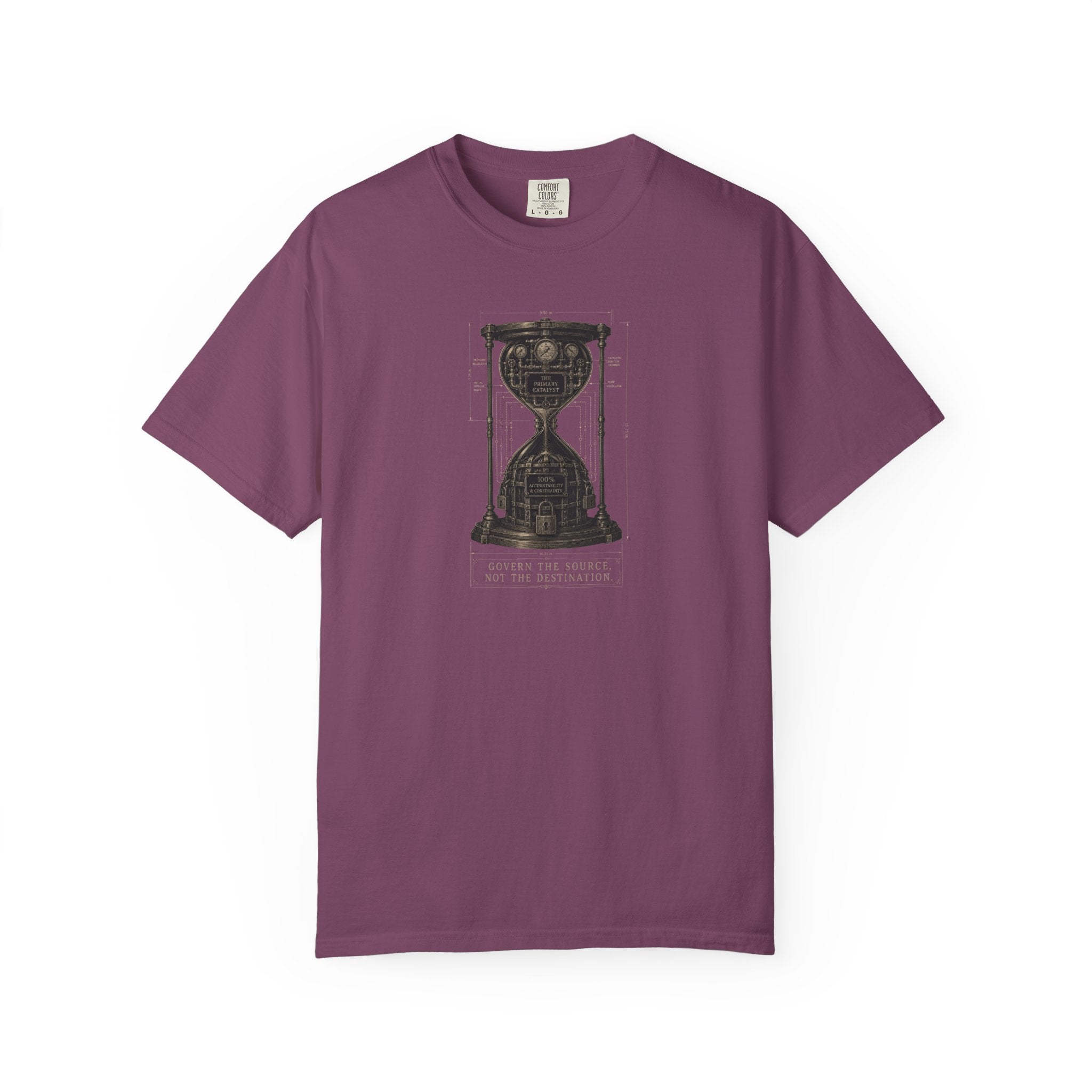 Hourglass Diagram Manage the Source Not the Destination T-shirt | Accountability Illustration