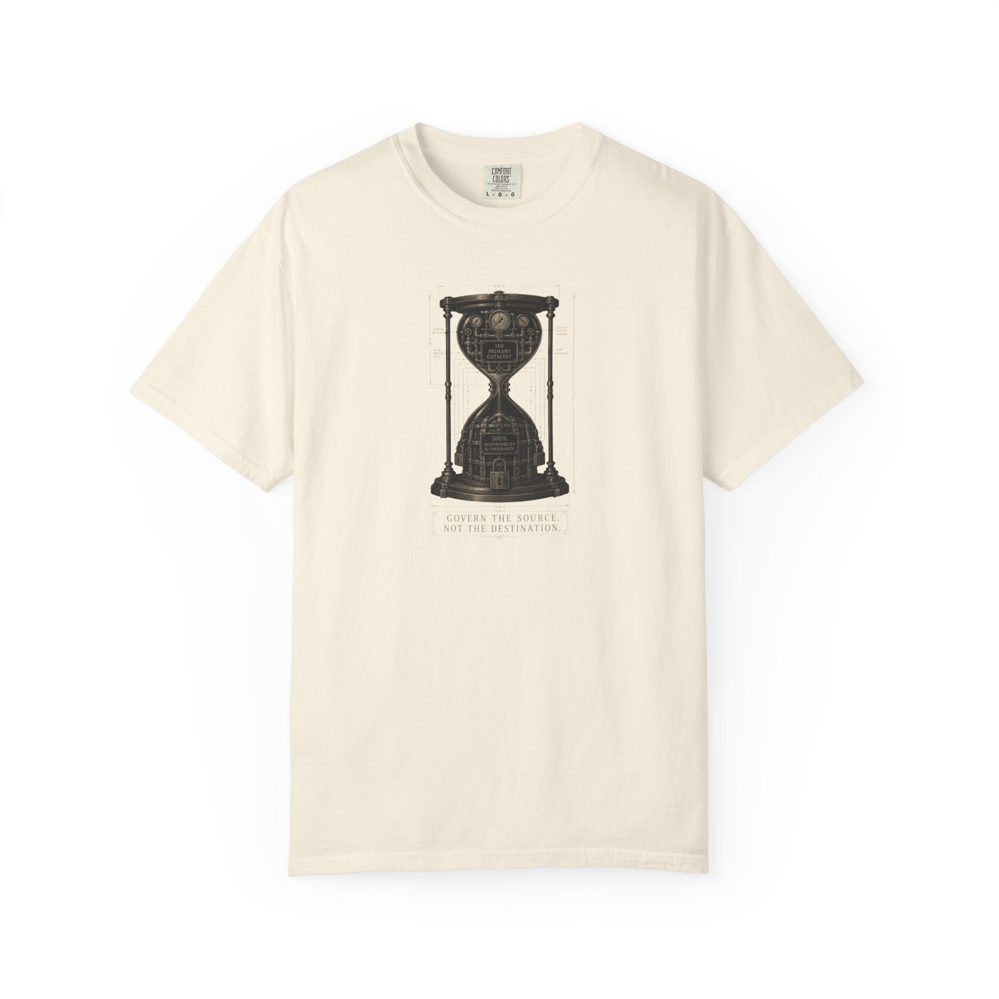Hourglass Diagram Manage the Source Not the Destination T-shirt | Accountability Illustration