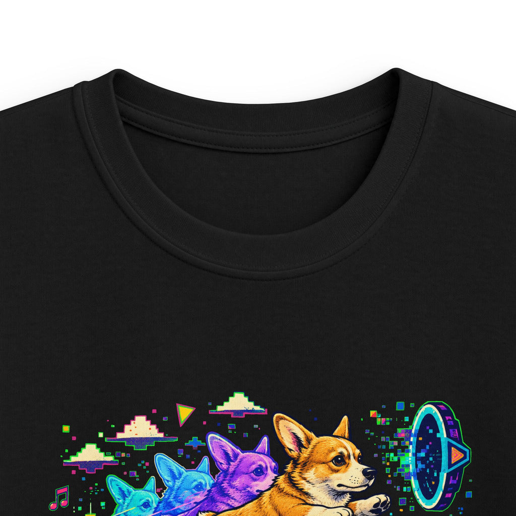 Kids Corgi Space Adventure Tee — "Rocket Dog" Geometry Dash Graphic Tee