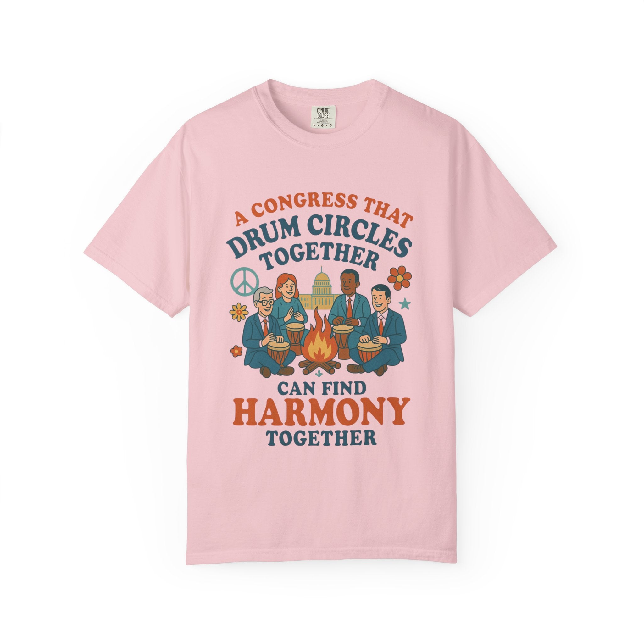 Congress Drum Circles Together Can Find Harmony T-Shirt | Peaceful Protest Graphic Tee