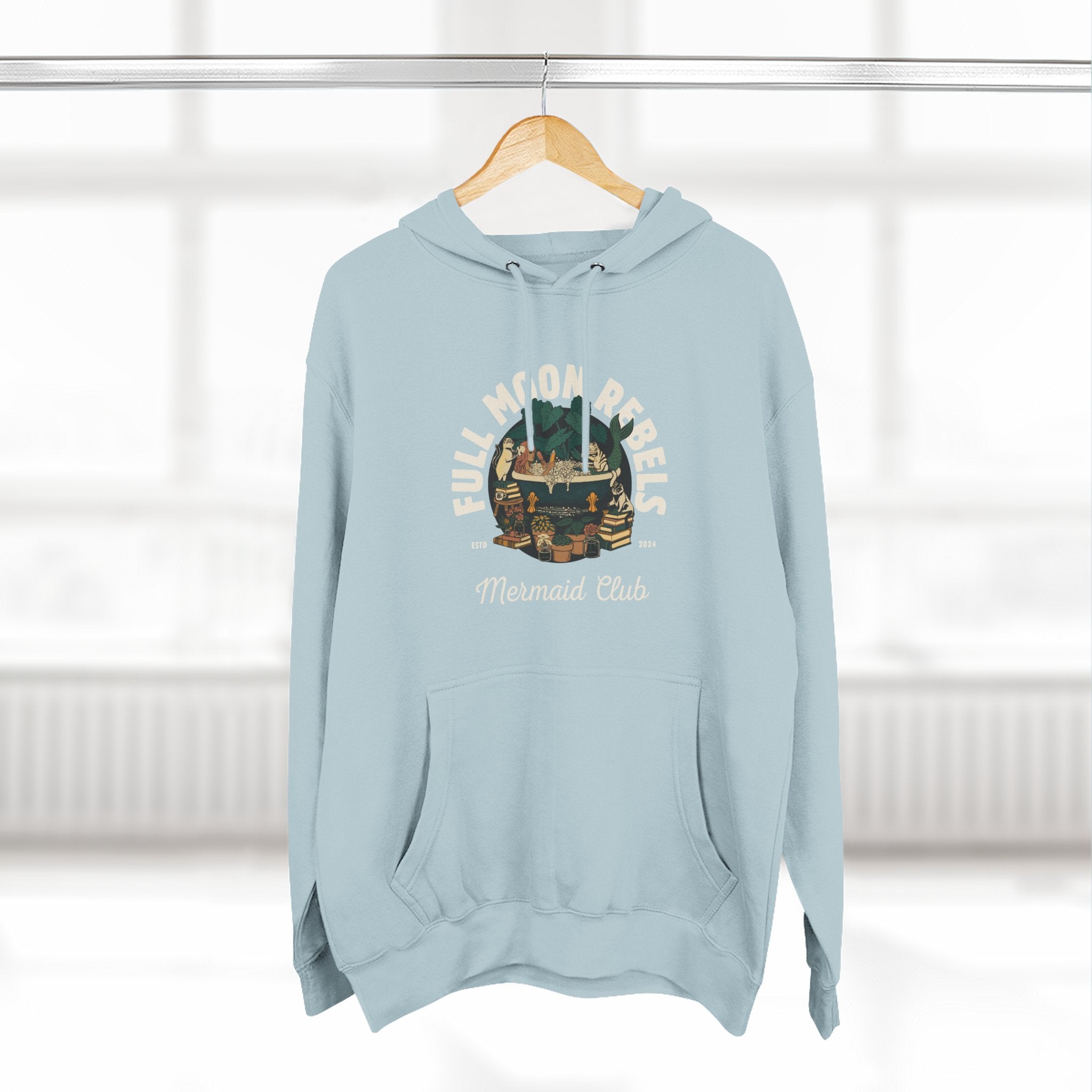 Mermaid Self-Care Hoodie — 'Me Time' Bathtub, Books & Cats Vibe