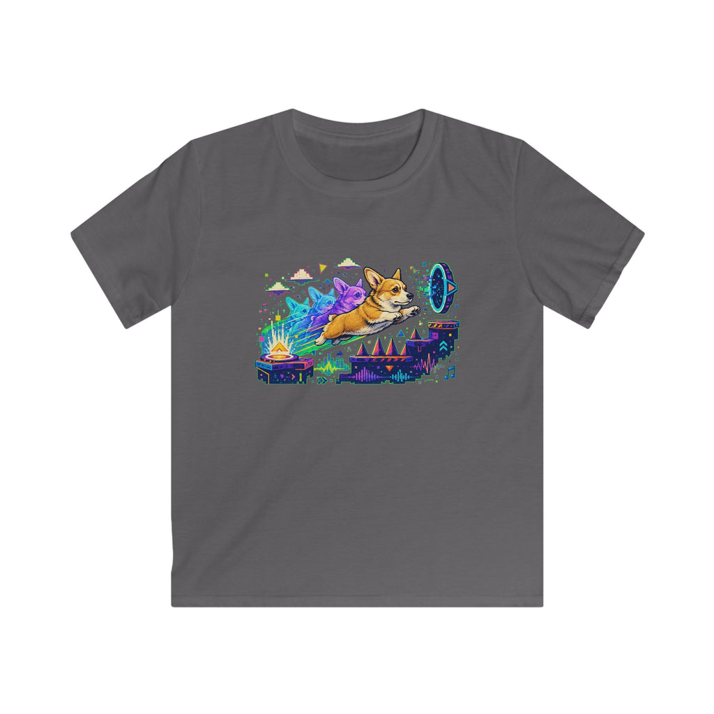 Kids Corgi Space Adventure Tee — "Rocket Dog" Geometry Dash Graphic Tee