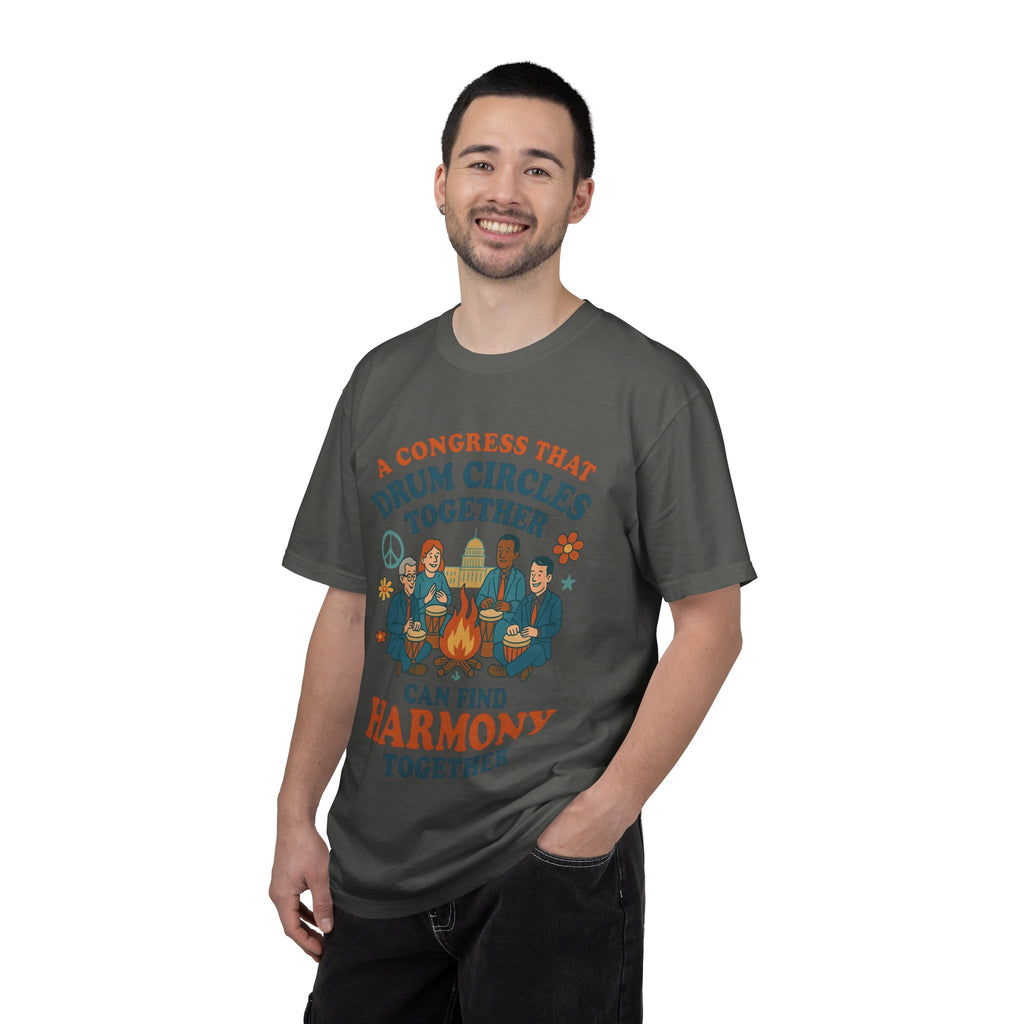Congress Drum Circles Together Can Find Harmony T-Shirt | Peaceful Protest Graphic Tee