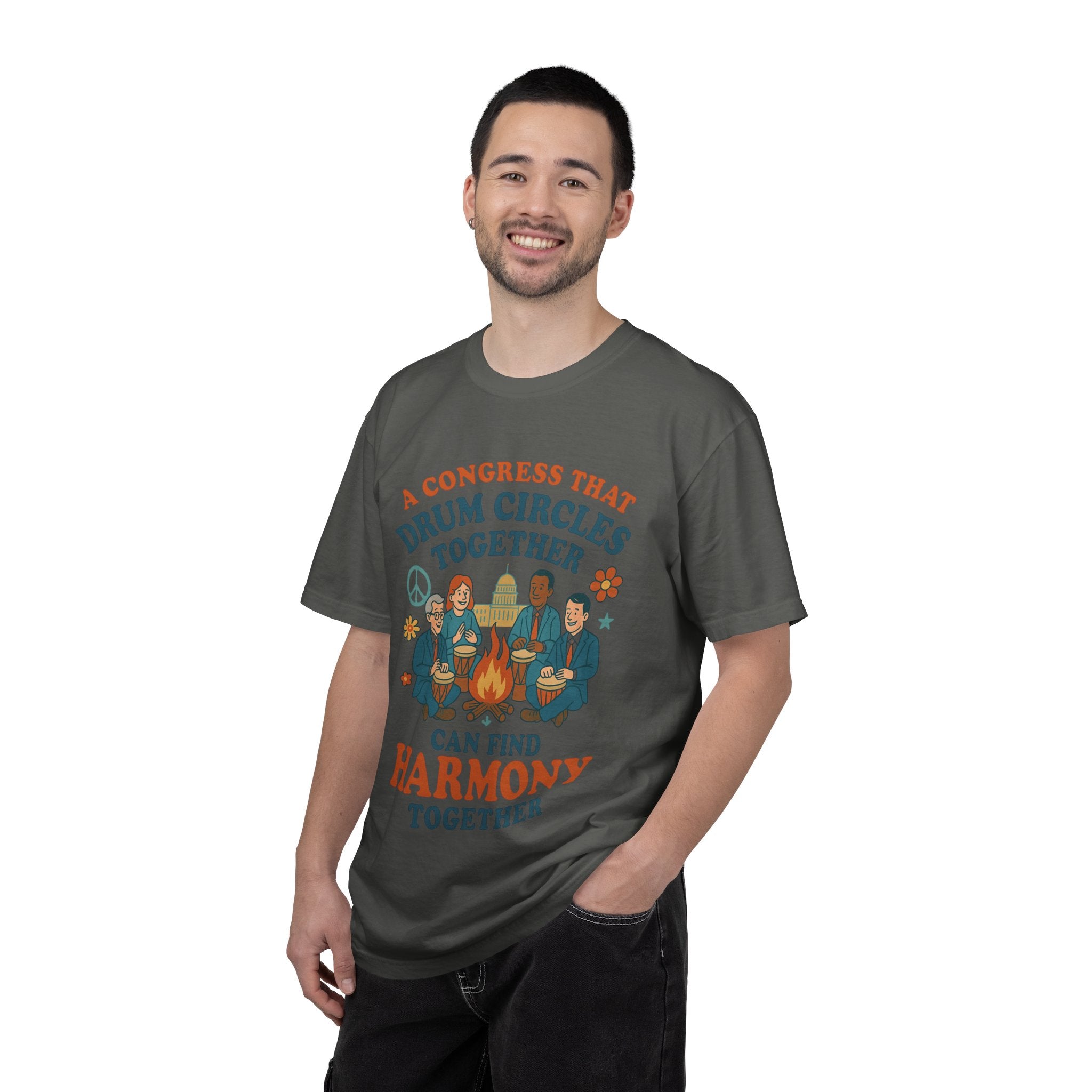 Congress Drum Circles Together Can Find Harmony T-Shirt | Peaceful Protest Graphic Tee