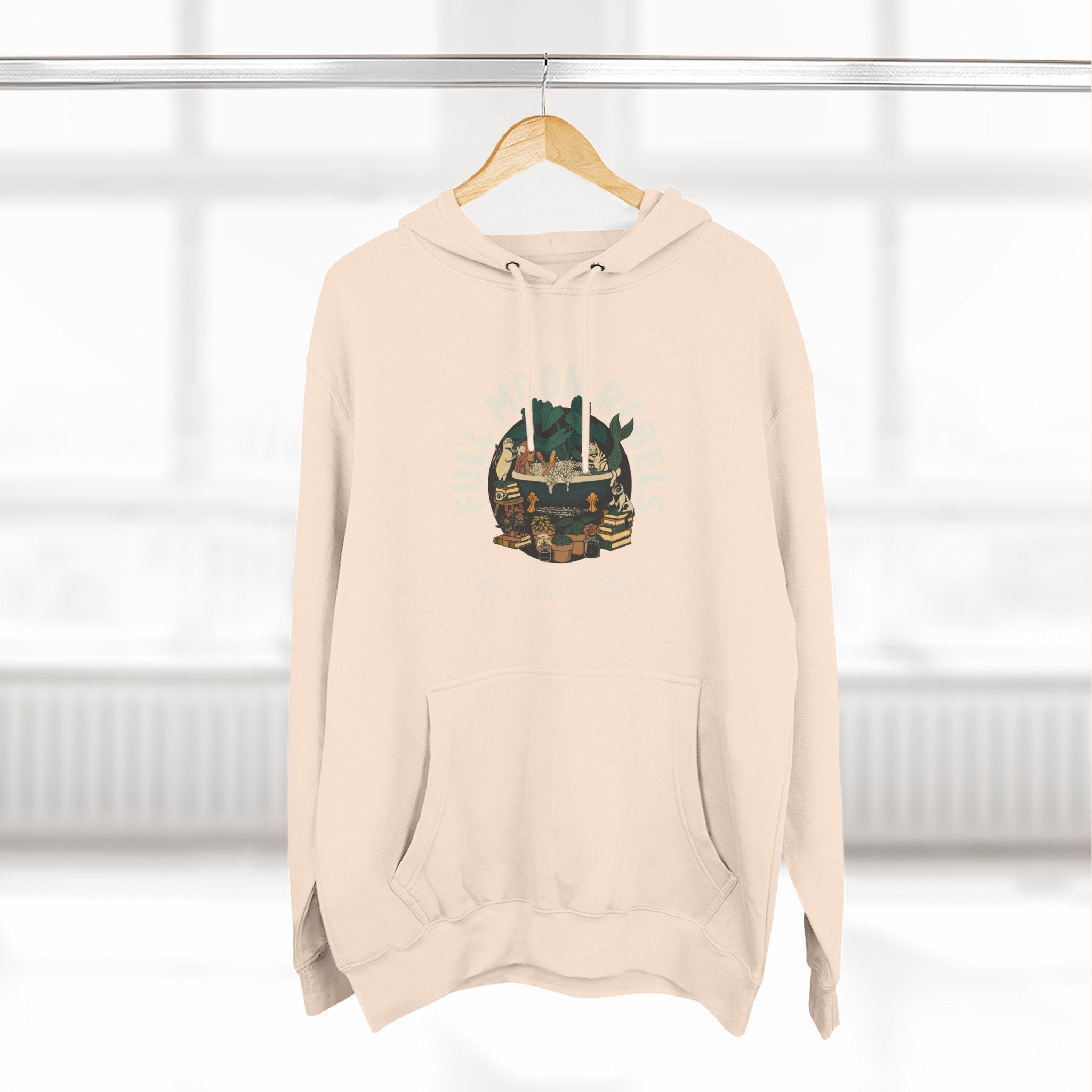 Mermaid Self-Care Hoodie — 'Me Time' Bathtub, Books & Cats Vibe