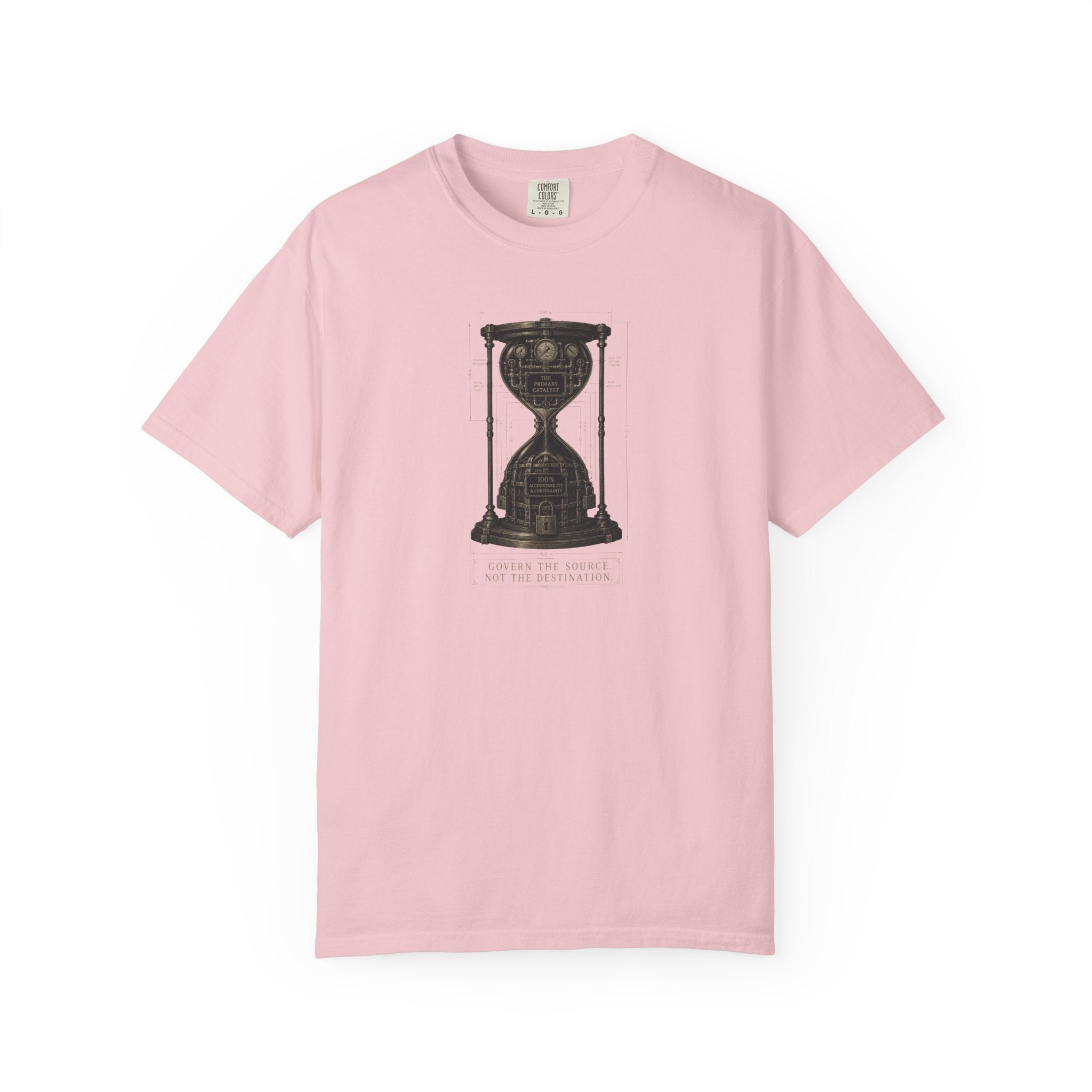 Hourglass Diagram Manage the Source Not the Destination T-shirt | Accountability Illustration