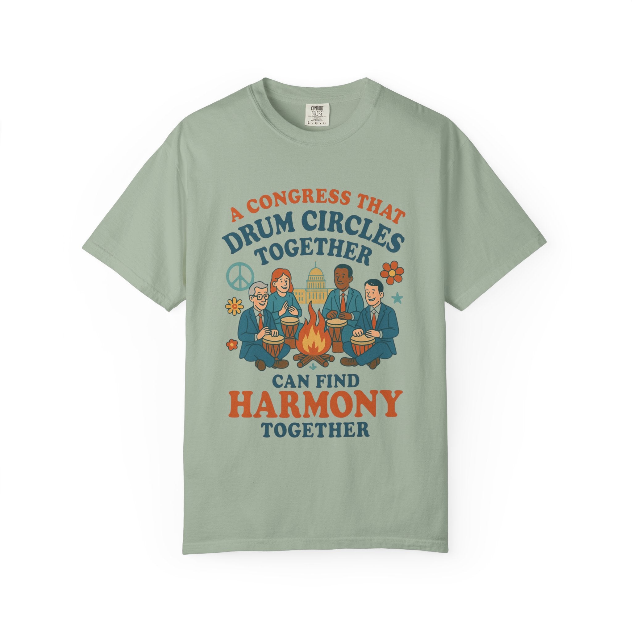 Congress Drum Circles Together Can Find Harmony T-Shirt | Peaceful Protest Graphic Tee