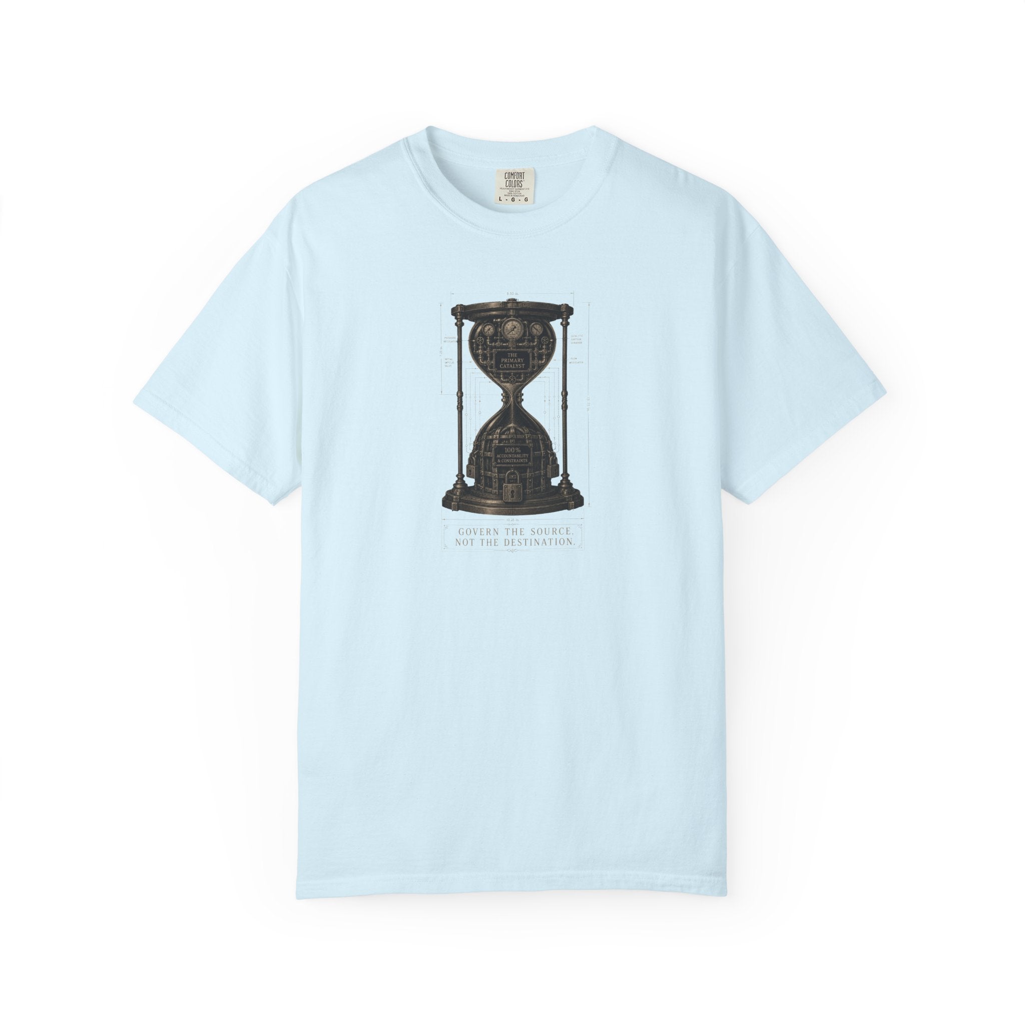 Hourglass Diagram Manage the Source Not the Destination T-shirt | Accountability Illustration