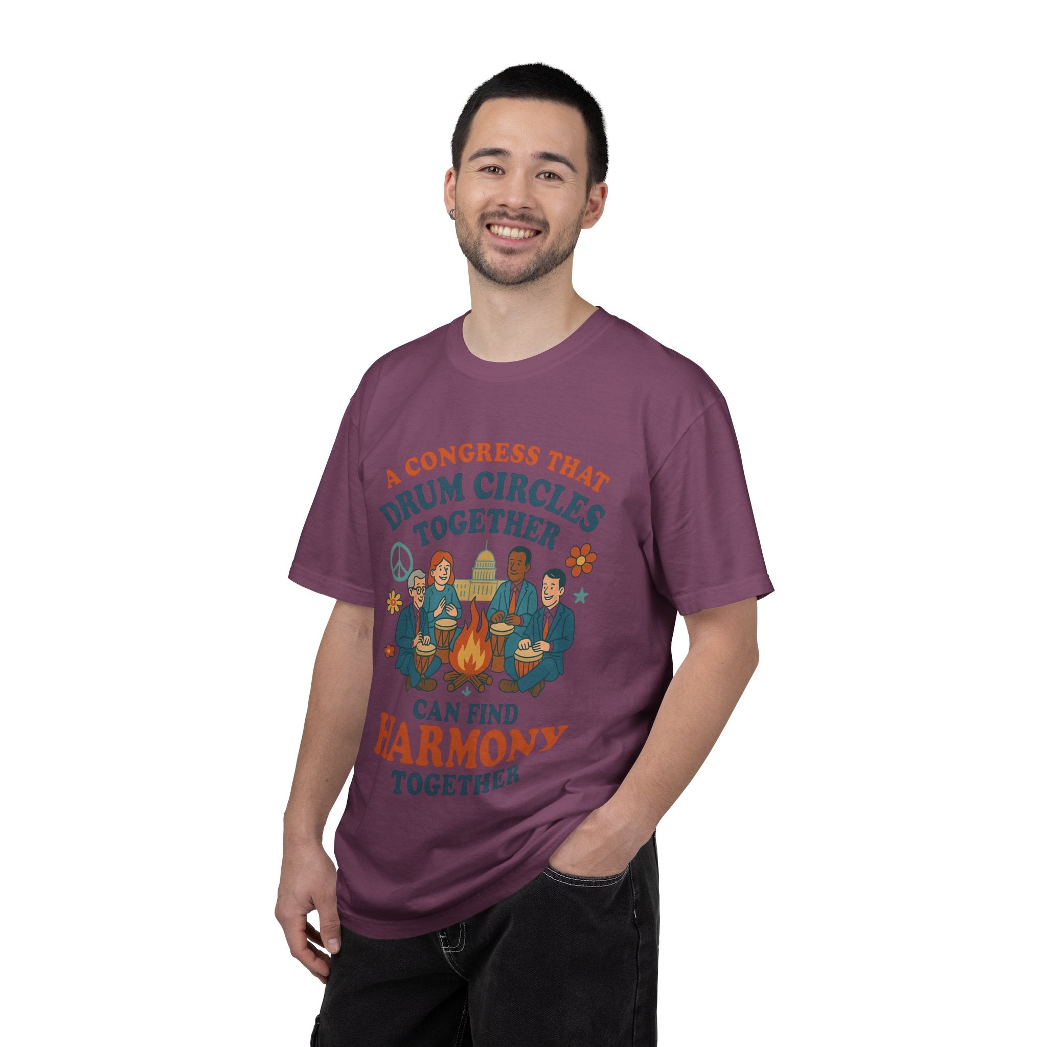 Congress Drum Circles Together Can Find Harmony T-Shirt | Peaceful Protest Graphic Tee