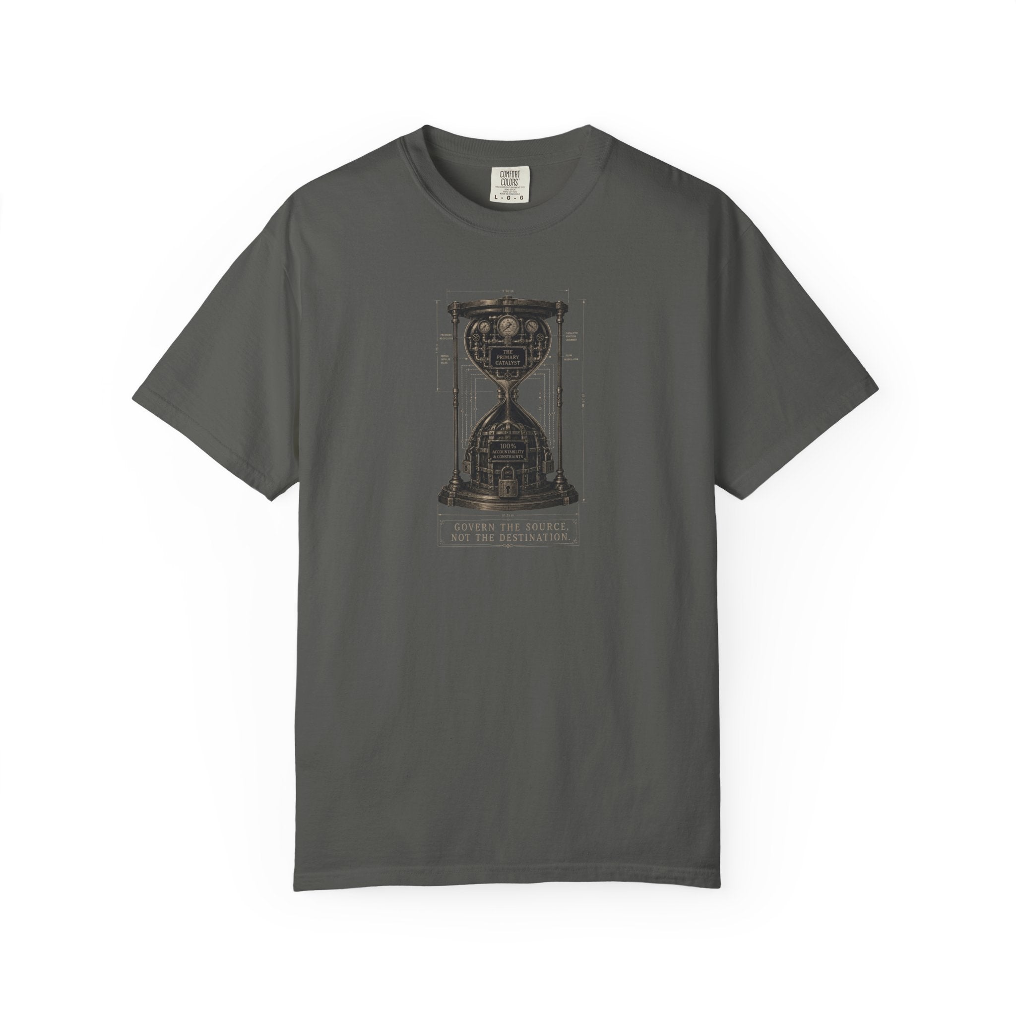 Hourglass Diagram Manage the Source Not the Destination T-shirt | Accountability Illustration