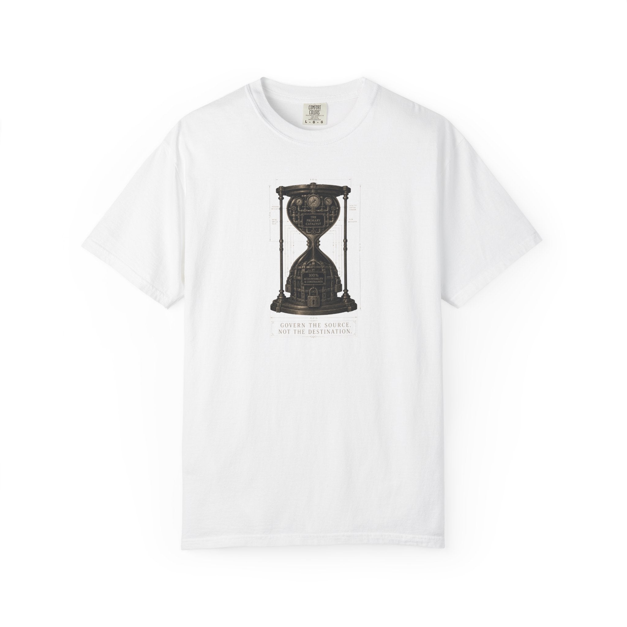 Hourglass Diagram Manage the Source Not the Destination T-shirt | Accountability Illustration