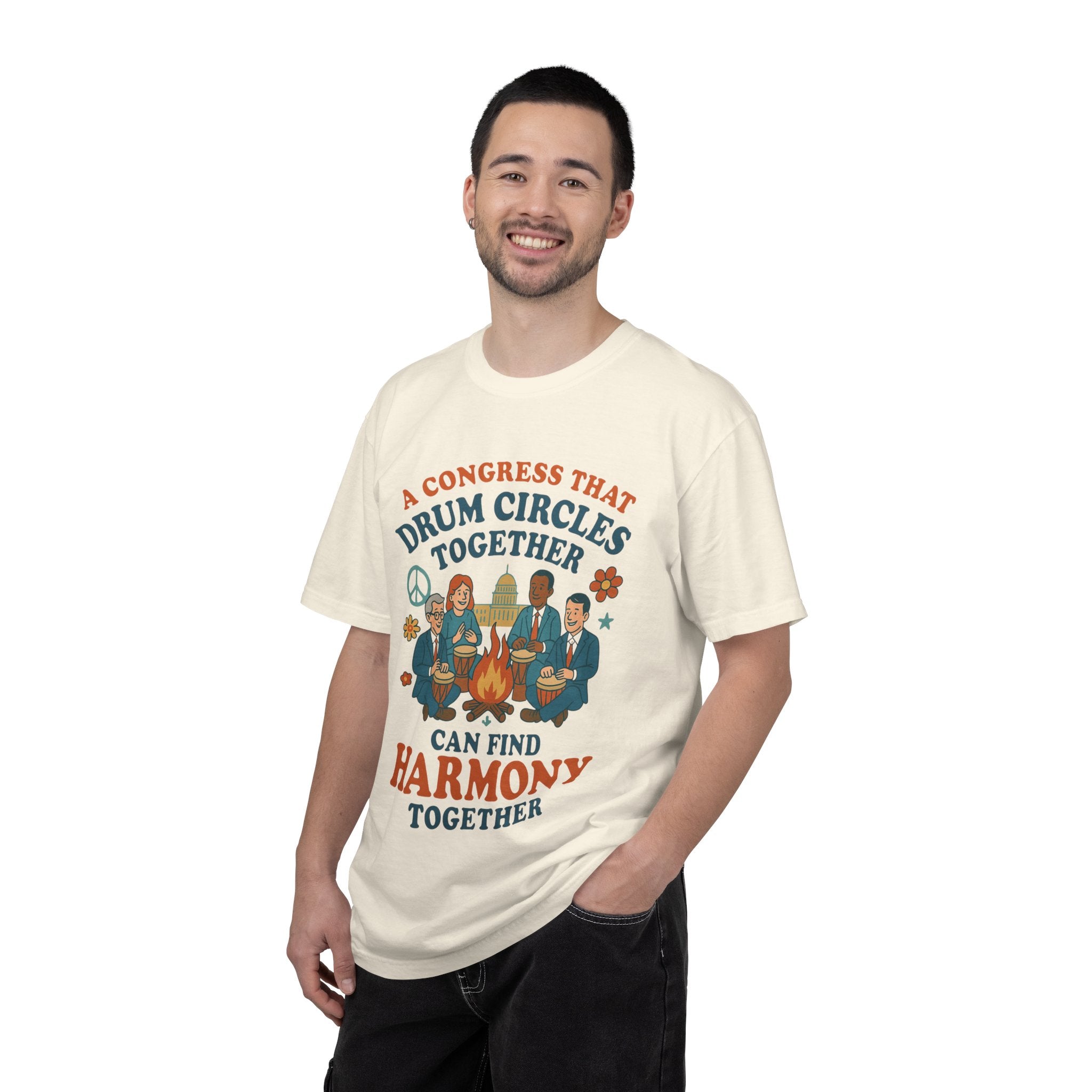 Congress Drum Circles Together Can Find Harmony T-Shirt | Peaceful Protest Graphic Tee