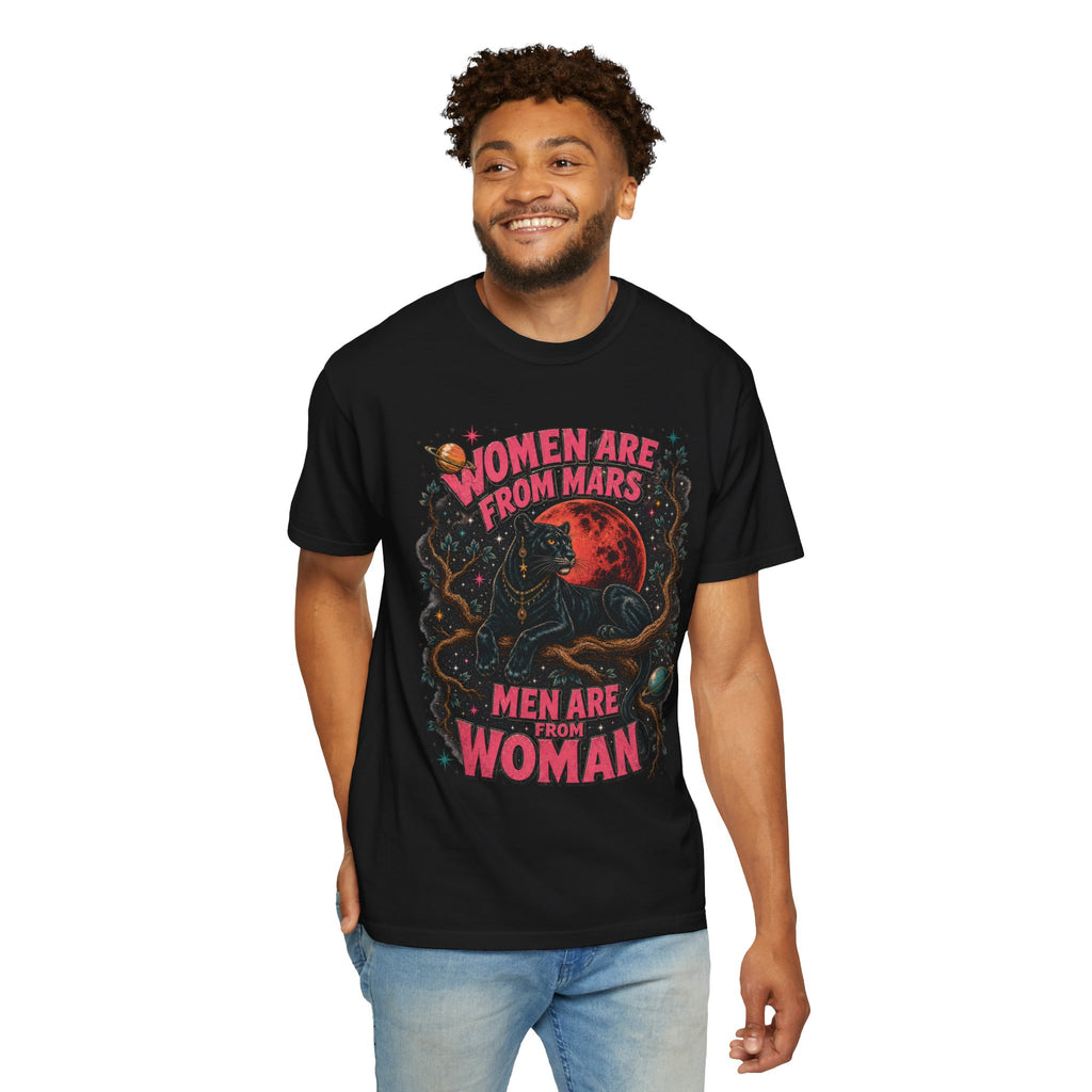 Woman Are From Mars Panther Illustration T-shirt | Feminist Galaxy Design