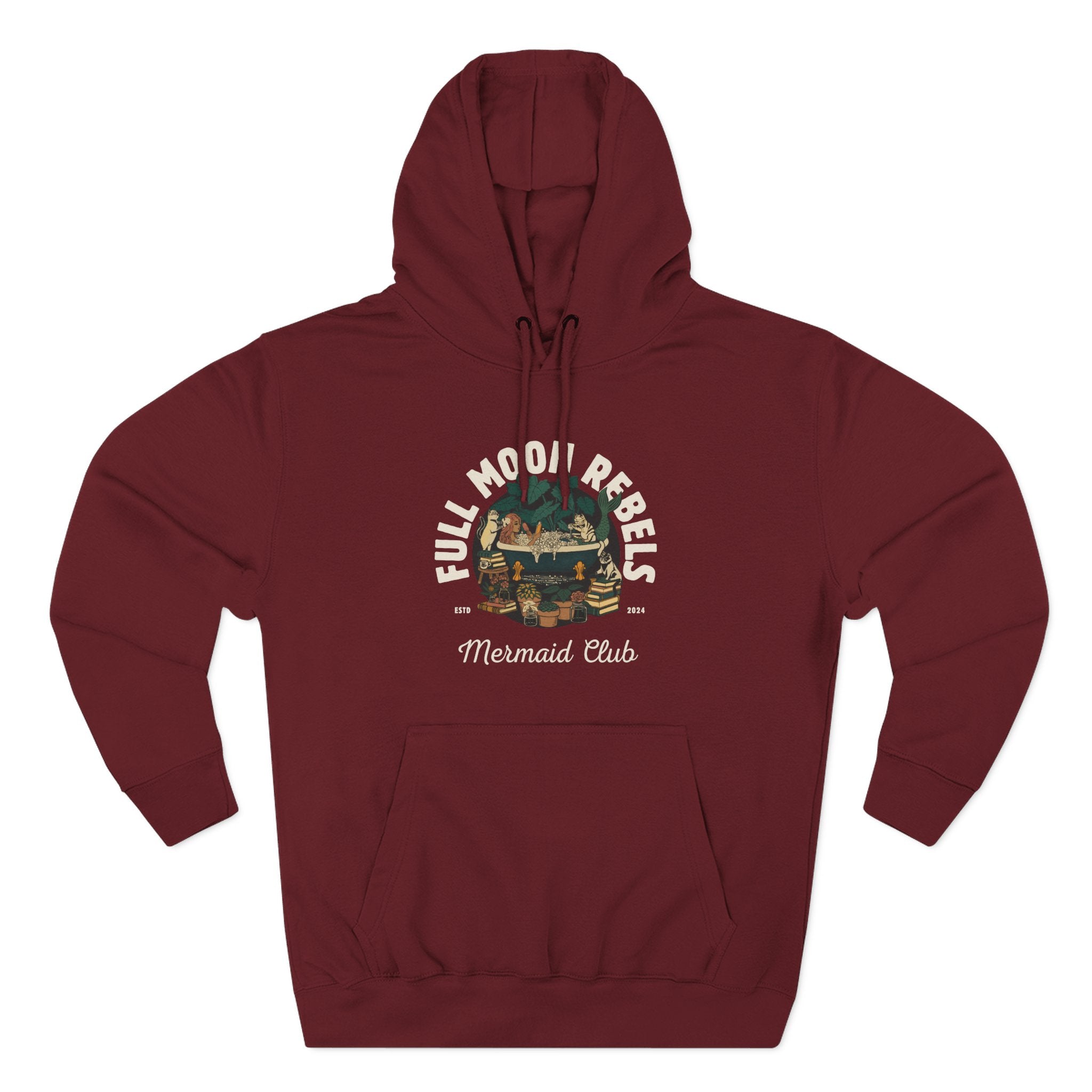Mermaid Self-Care Hoodie — 'Me Time' Bathtub, Books & Cats Vibe