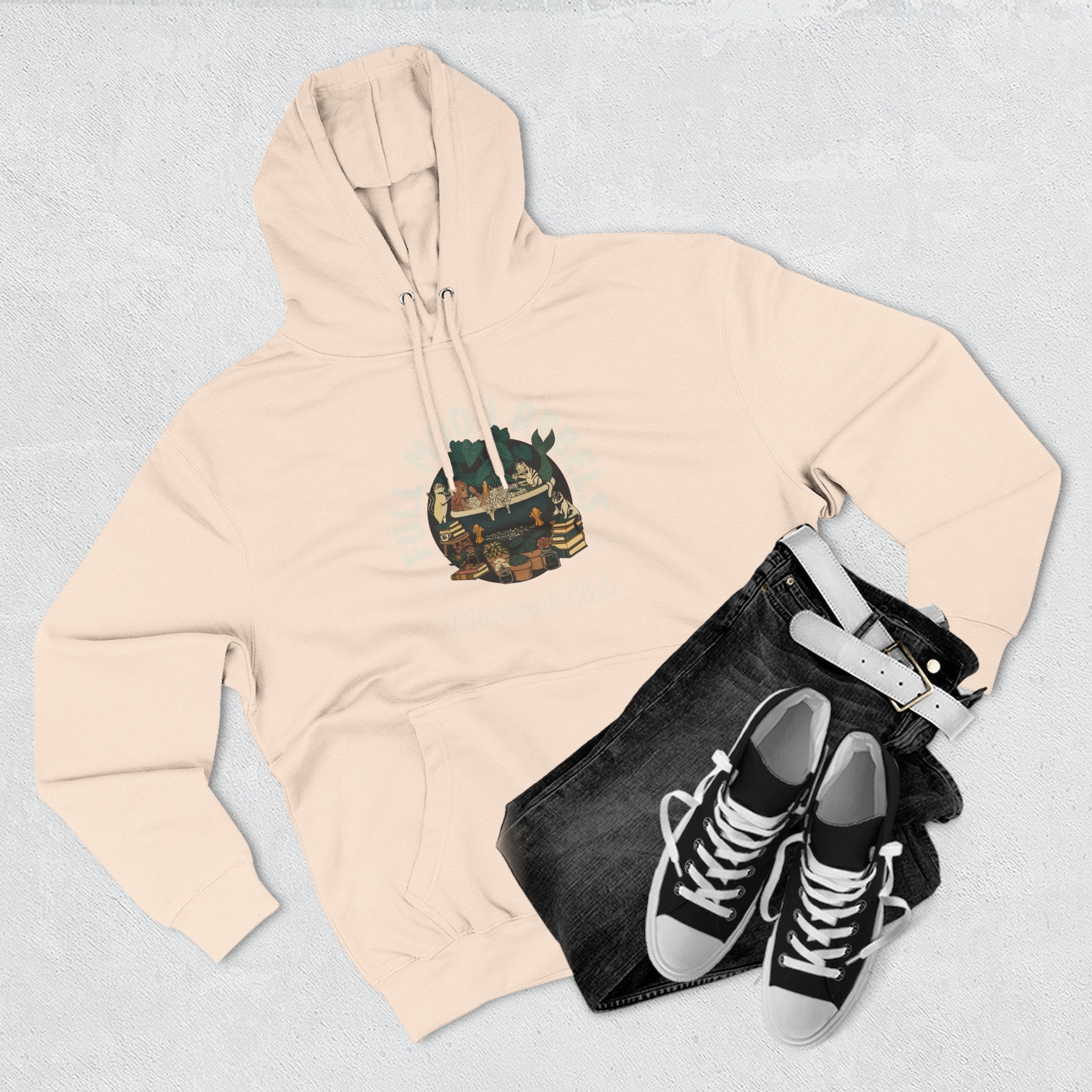 Mermaid Self-Care Hoodie — 'Me Time' Bathtub, Books & Cats Vibe