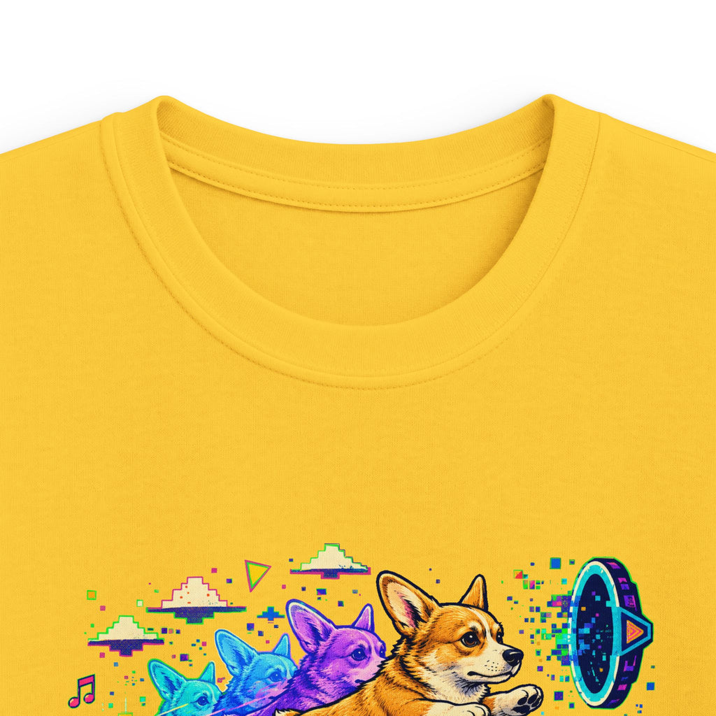 Kids Corgi Space Adventure Tee — "Rocket Dog" Geometry Dash Graphic Tee
