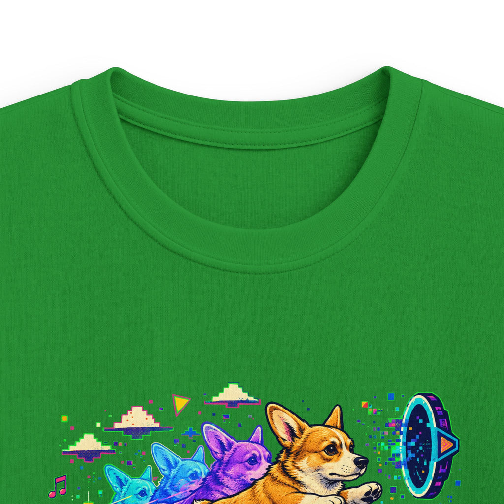 Kids Corgi Space Adventure Tee — "Rocket Dog" Geometry Dash Graphic Tee