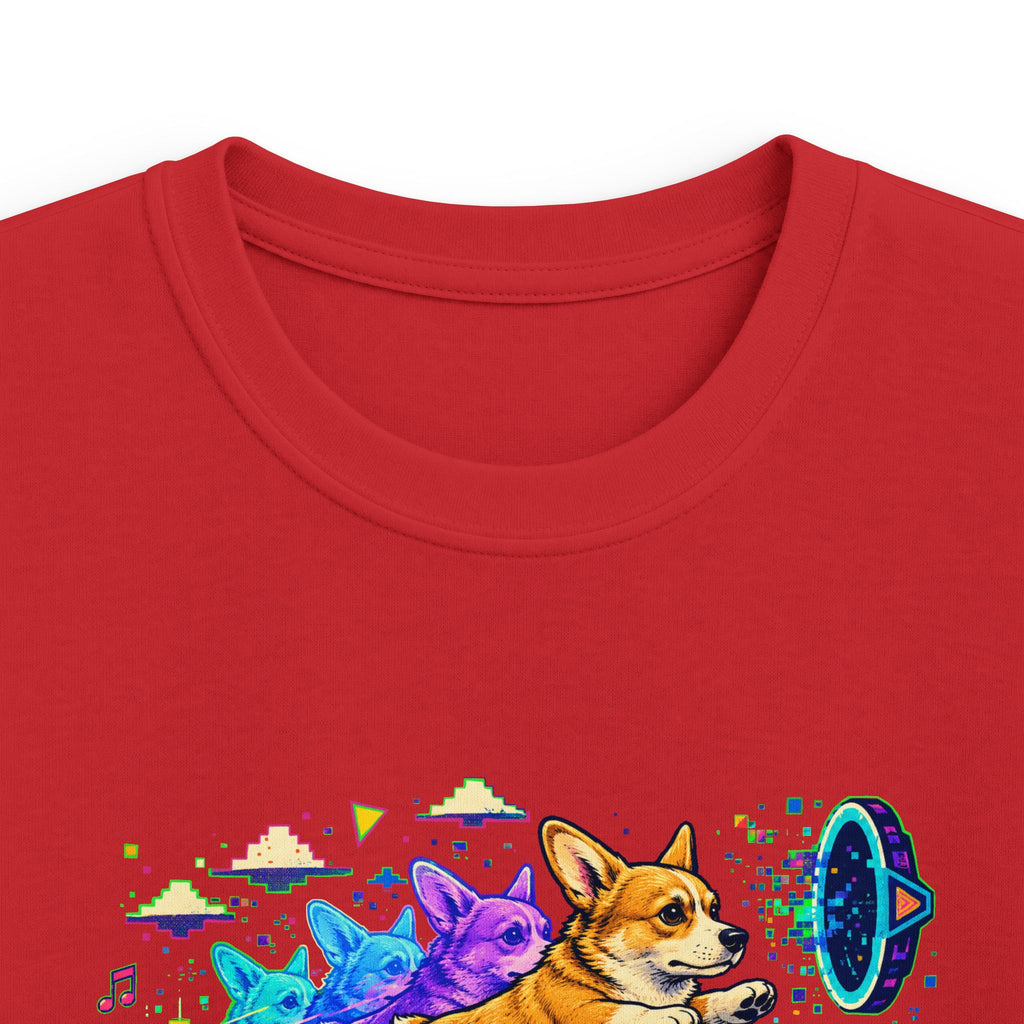 Kids Corgi Space Adventure Tee — "Rocket Dog" Geometry Dash Graphic Tee