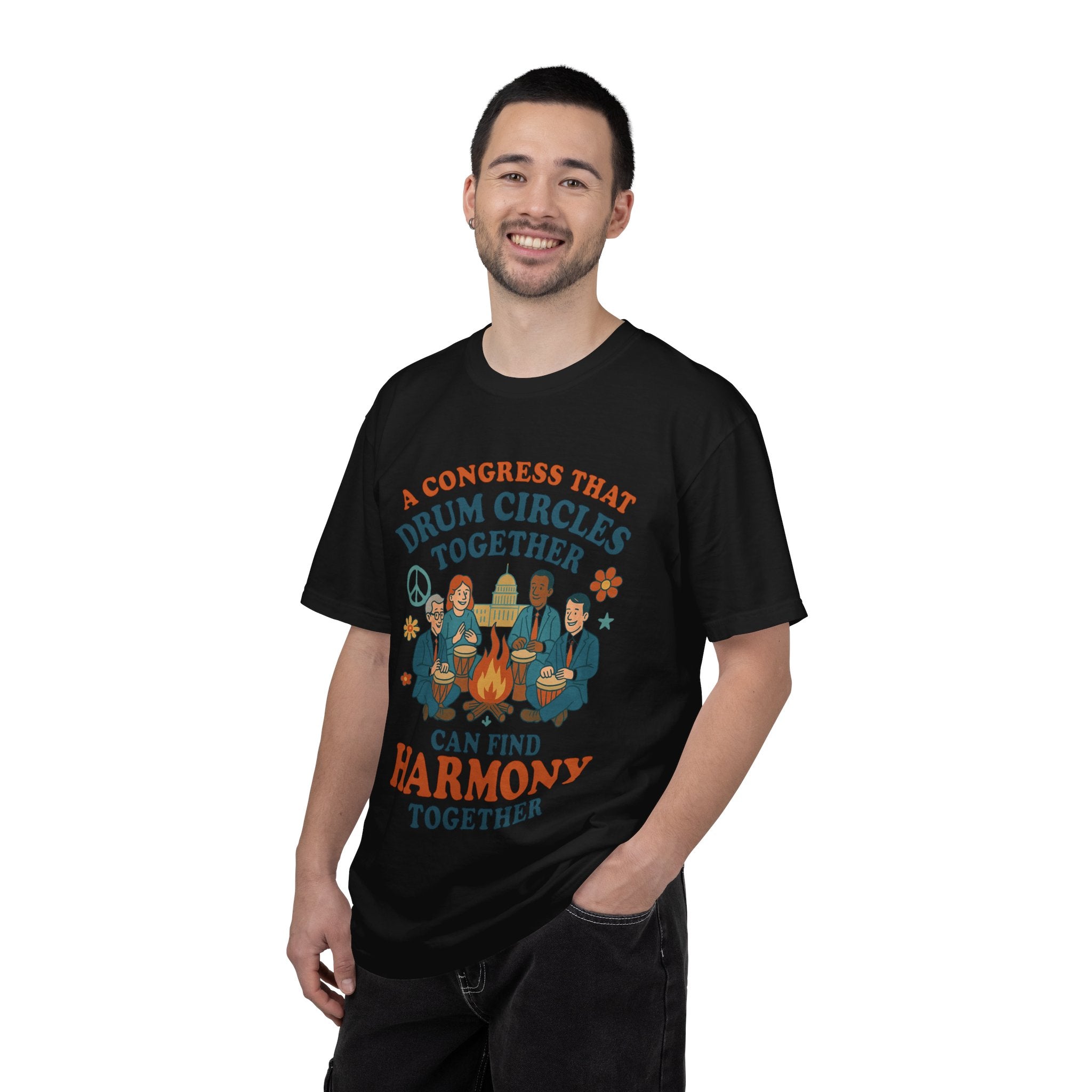 Congress Drum Circles Together Can Find Harmony T-Shirt | Peaceful Protest Graphic Tee