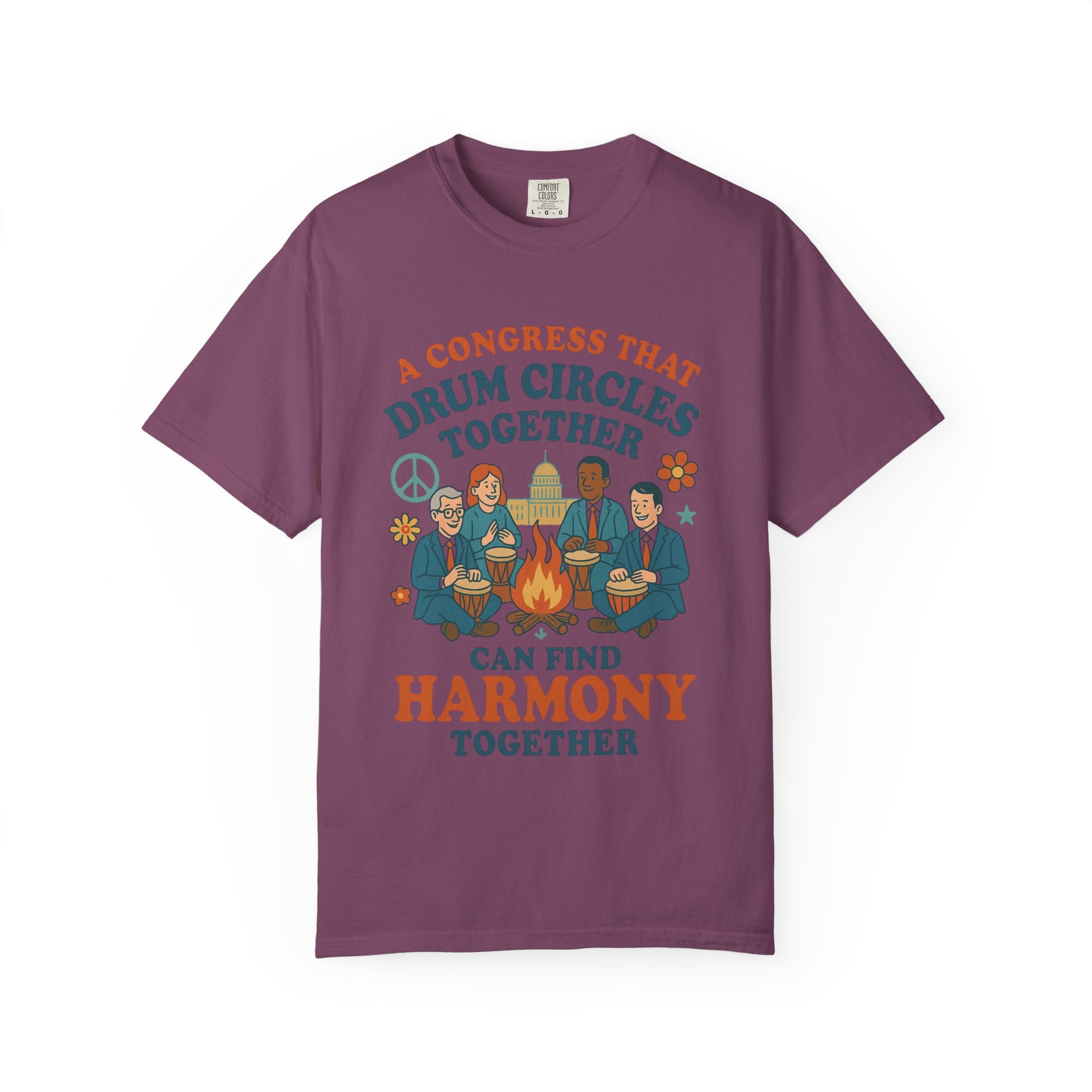 Congress Drum Circles Together Can Find Harmony T-Shirt | Peaceful Protest Graphic Tee