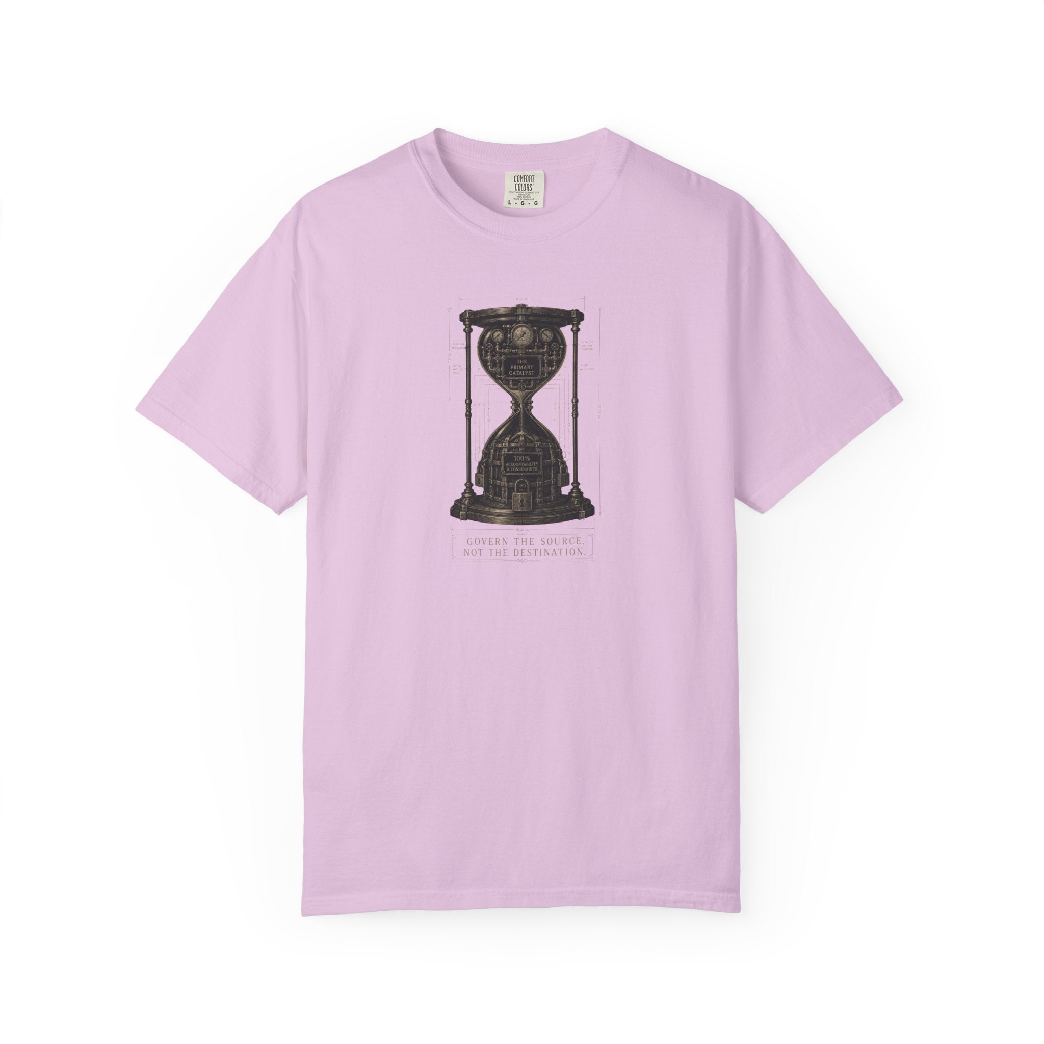 Hourglass Diagram Manage the Source Not the Destination T-shirt | Accountability Illustration