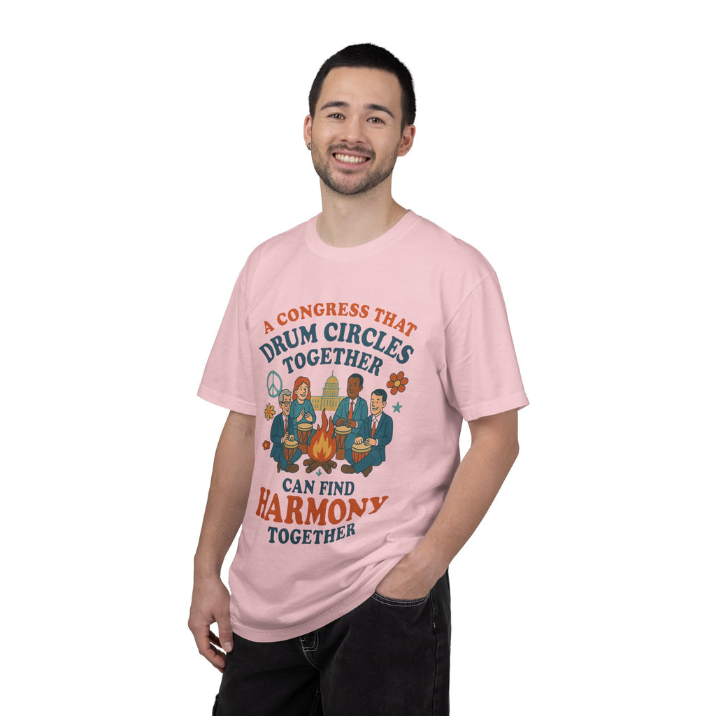 Congress Drum Circles Together Can Find Harmony T-Shirt | Peaceful Protest Graphic Tee