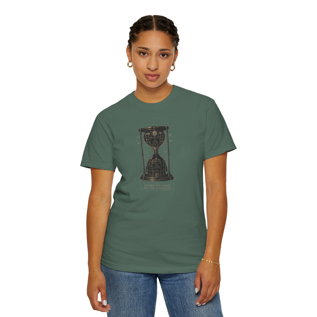 Hourglass Diagram Manage the Source Not the Destination T-shirt | Accountability Illustration