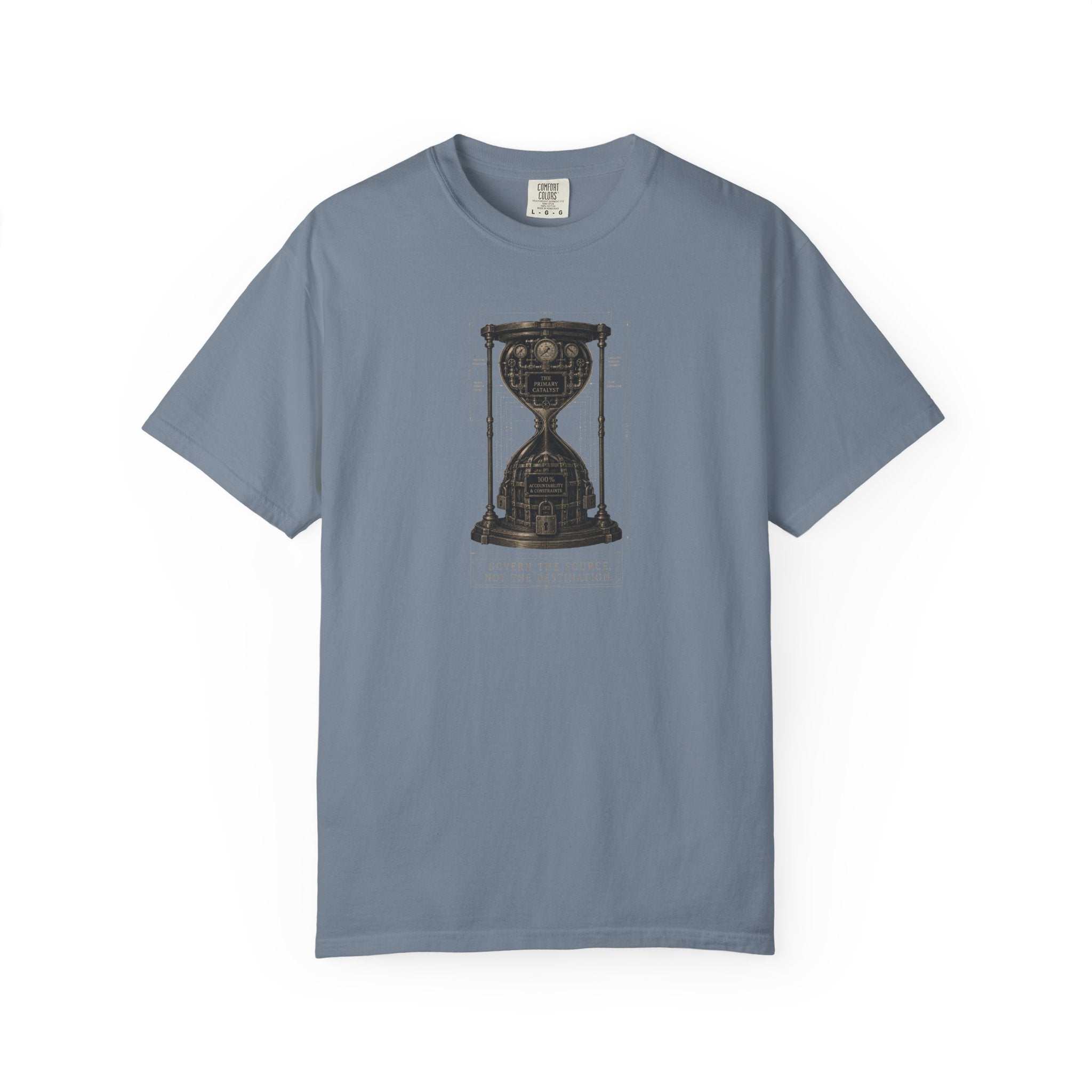 Hourglass Diagram Manage the Source Not the Destination T-shirt | Accountability Illustration