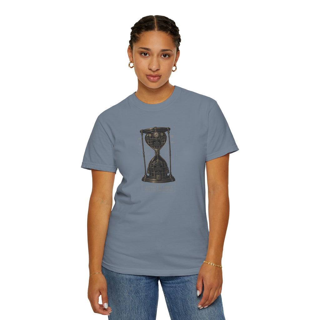 Hourglass Diagram Manage the Source Not the Destination T-shirt | Accountability Illustration