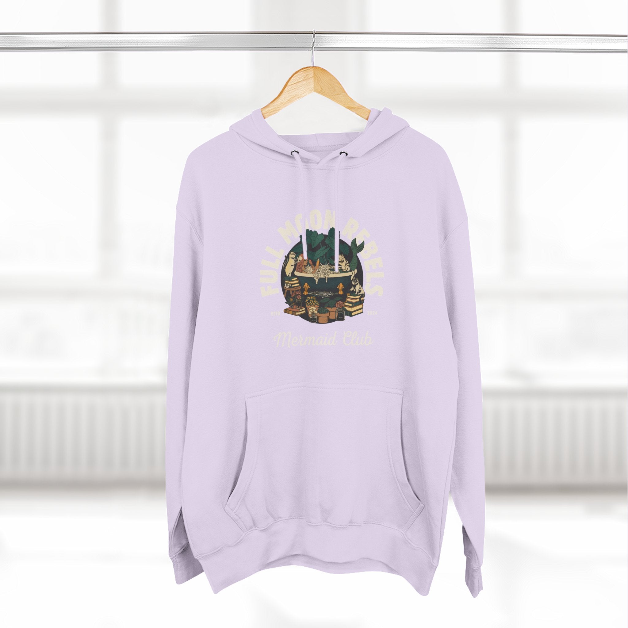 Mermaid Self-Care Hoodie — 'Me Time' Bathtub, Books & Cats Vibe