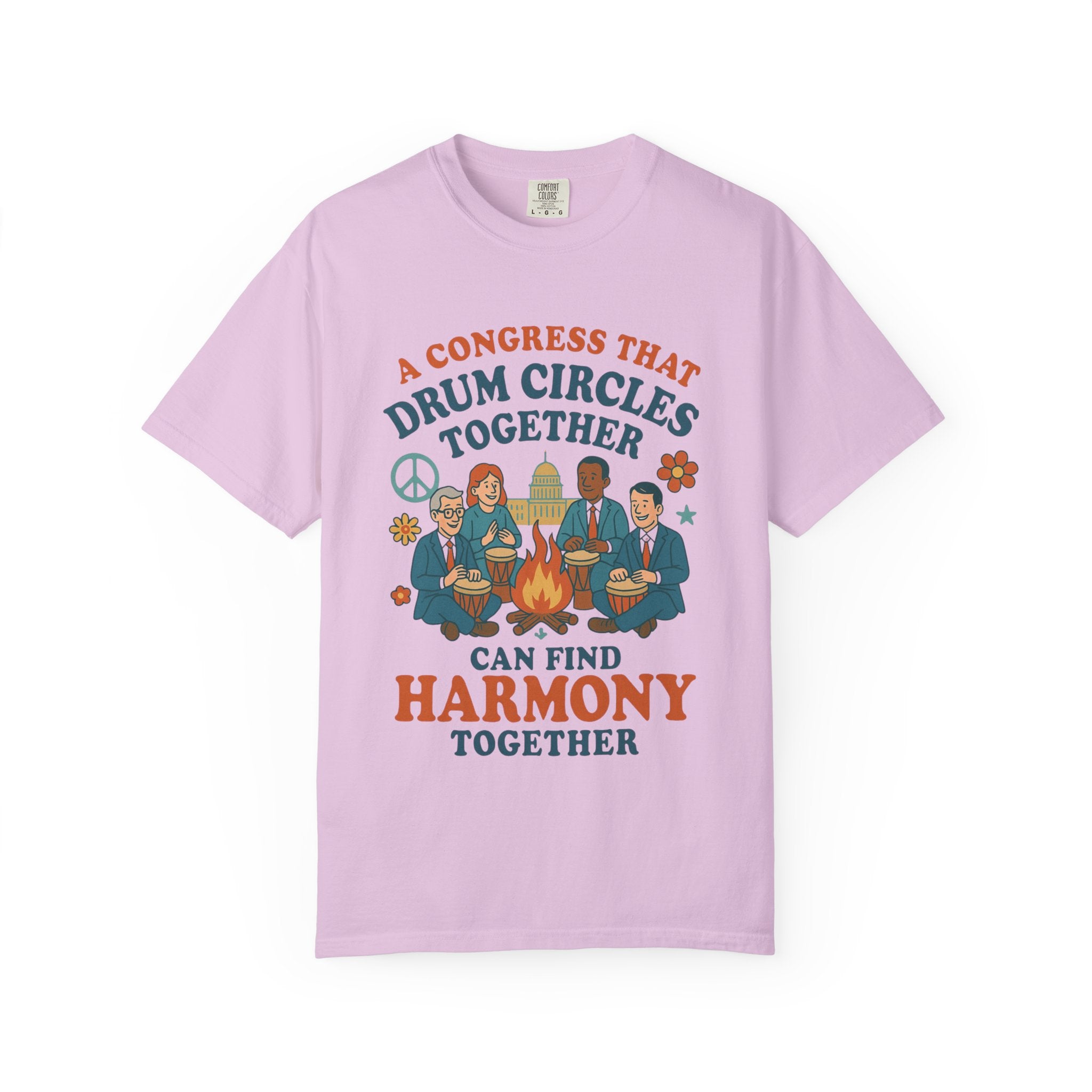 Congress Drum Circles Together Can Find Harmony T-Shirt | Peaceful Protest Graphic Tee